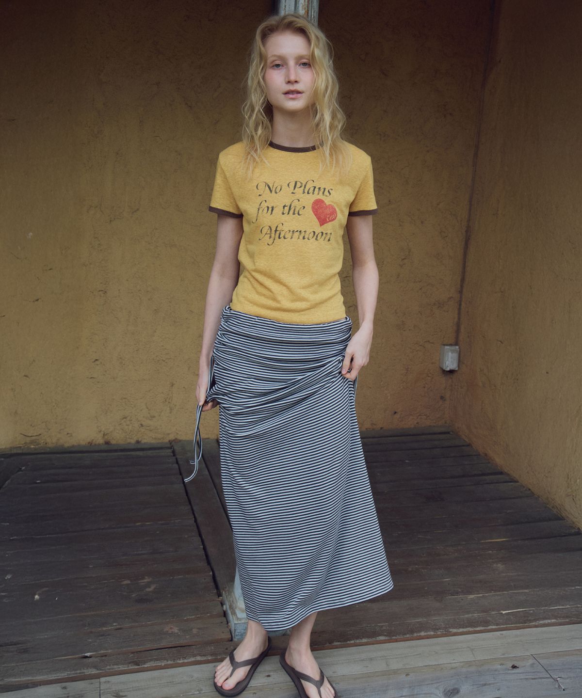 씨타(CITTA) Linen Blend Graphic Ringer T-shirt_CTT3018(3color)