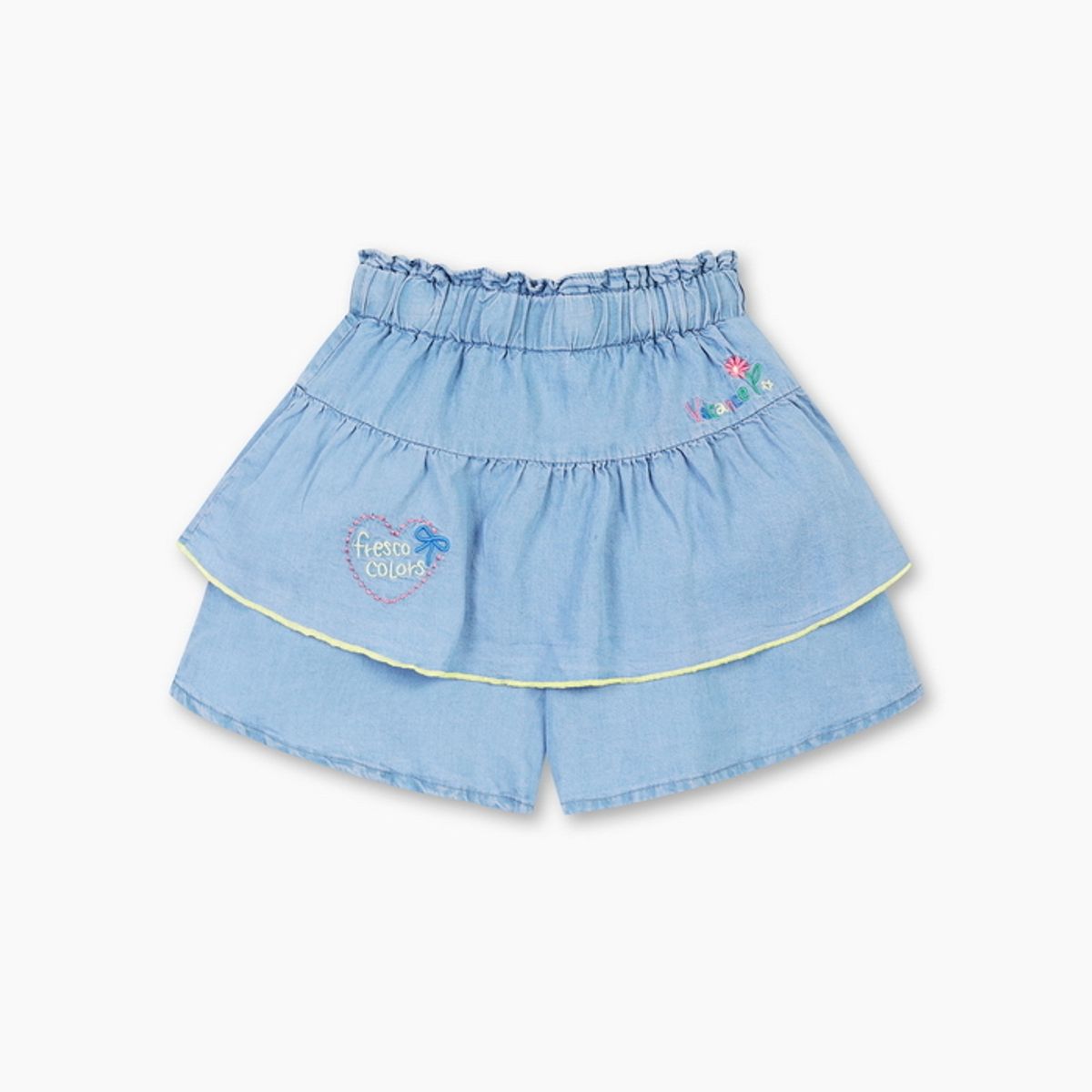 베네통키즈(BENETTONKIDS) 컬러스 해지 데님 스커트팬츠_QASP04631BL