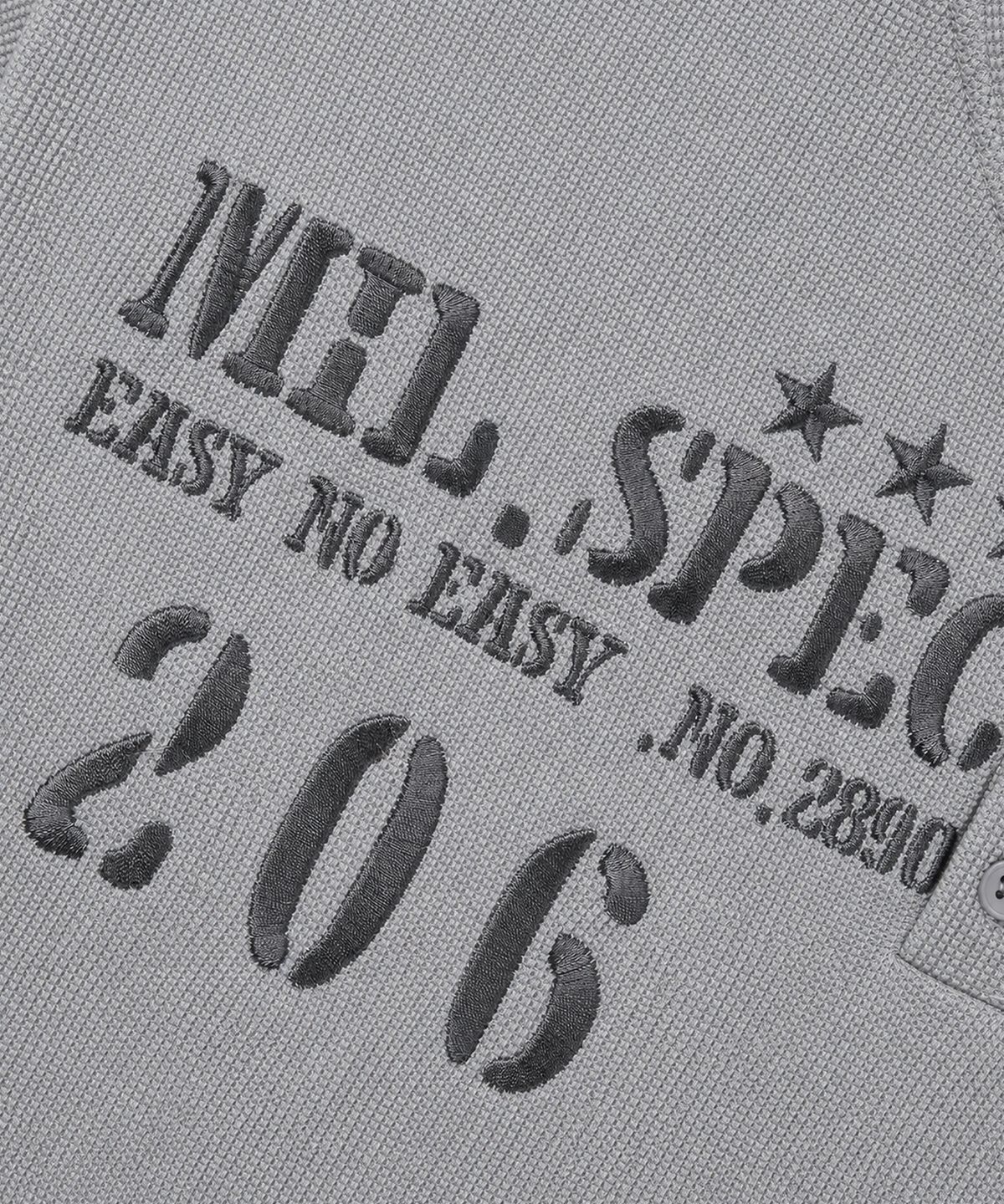 이지노이지(EASY NO EASY) 밀리터리 엠블럼 와플 티셔츠 - 그레이