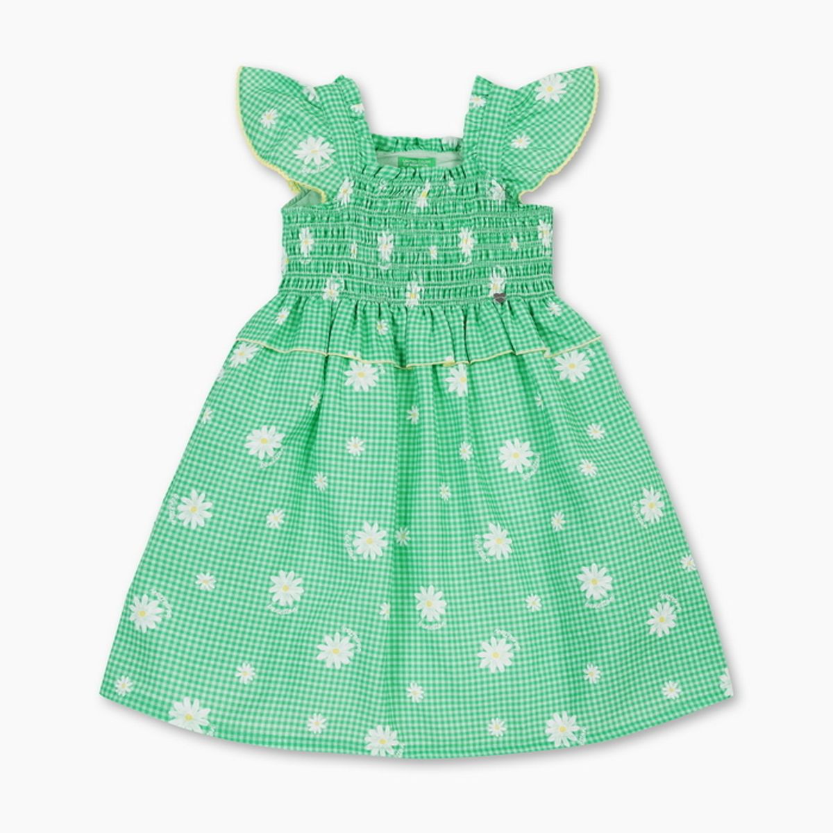 베네통키즈(BENETTONKIDS) 체크 데이지 민소매 원피스_QAOP28631GN