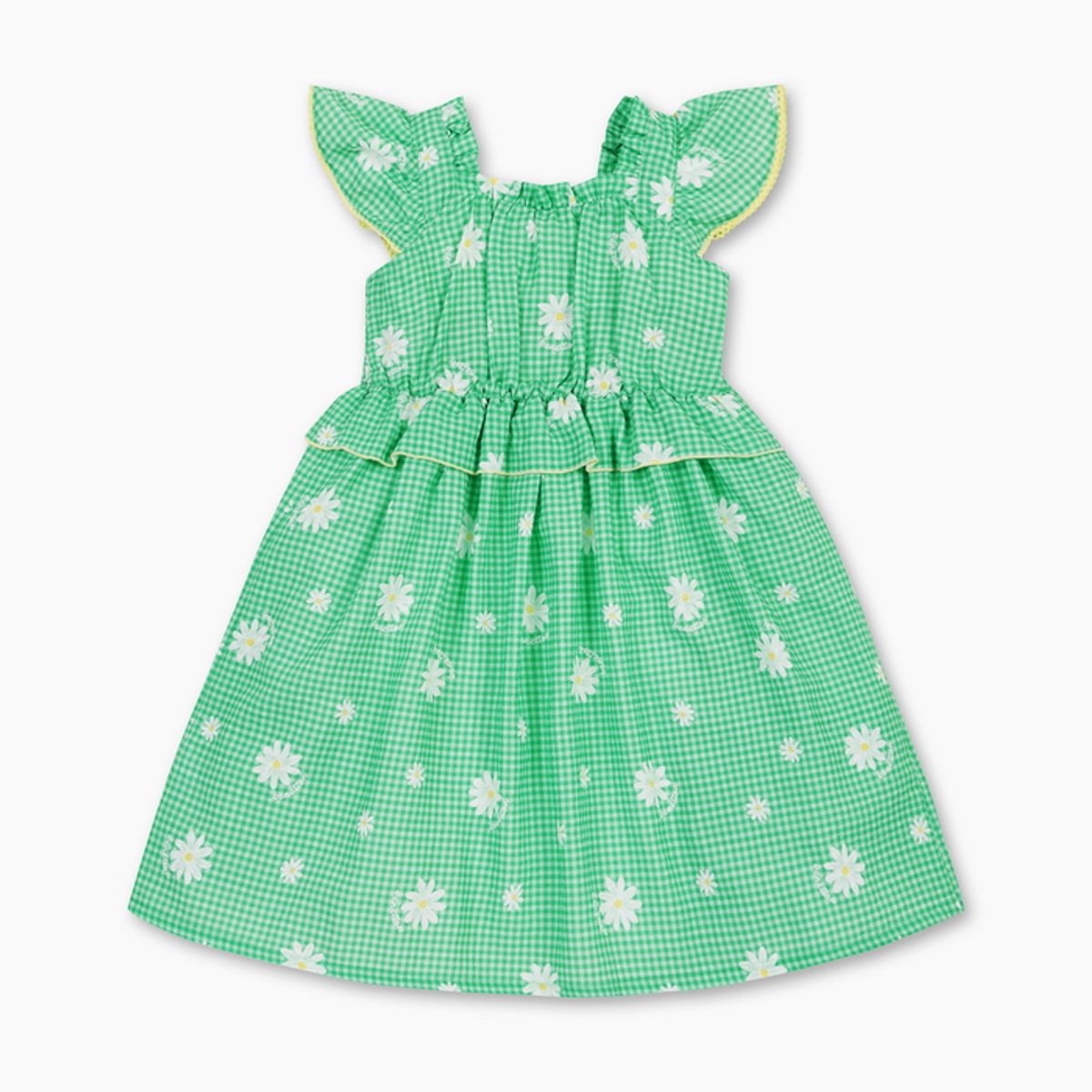 베네통키즈(BENETTONKIDS) 체크 데이지 민소매 원피스_QAOP28631GN