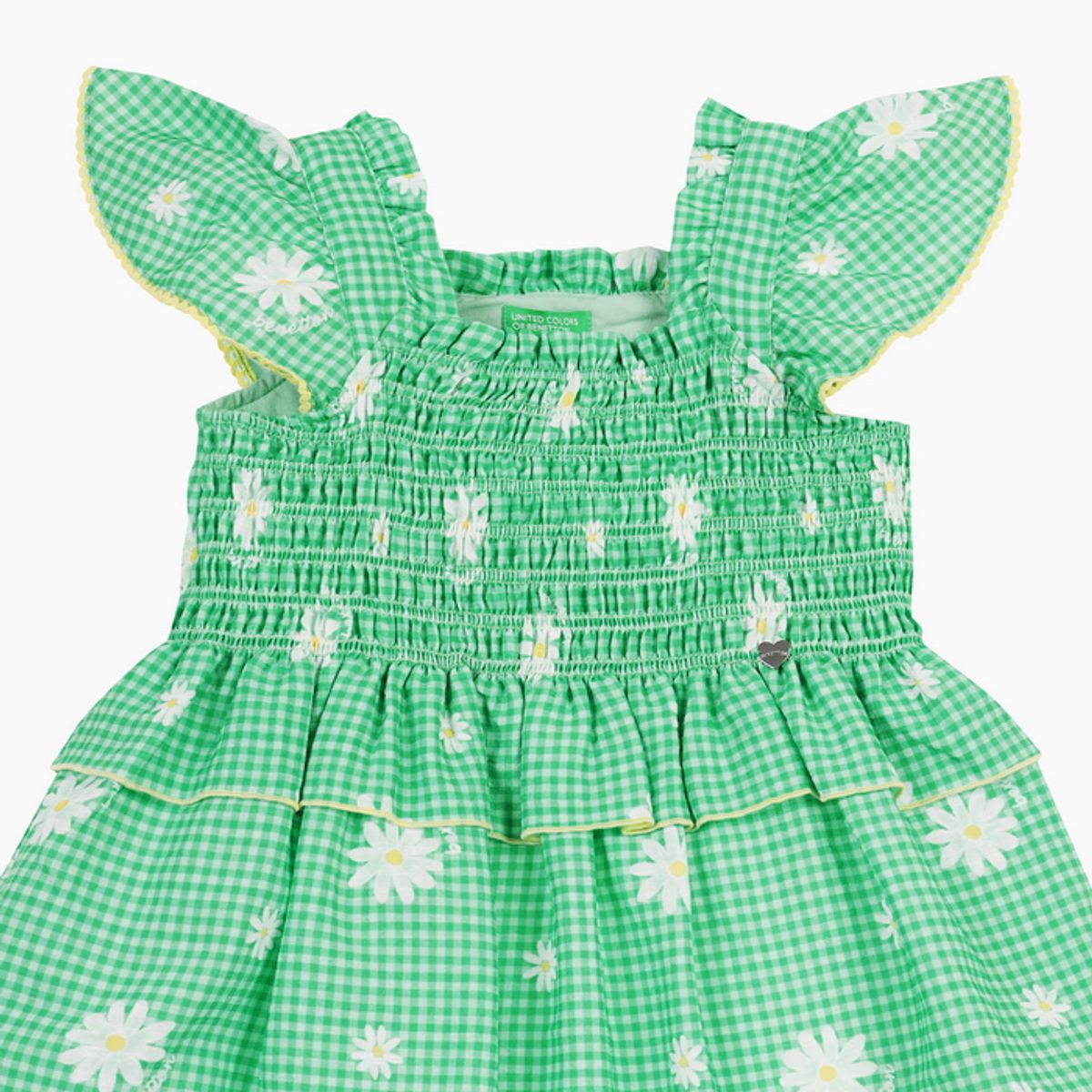 베네통키즈(BENETTONKIDS) 체크 데이지 민소매 원피스_QAOP28631GN