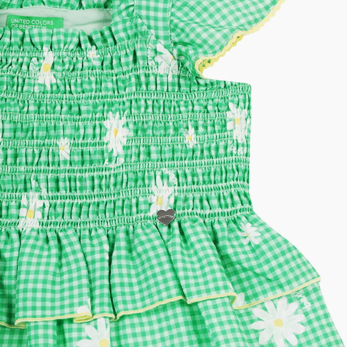 베네통키즈(BENETTONKIDS) 체크 데이지 민소매 원피스_QAOP28631GN
