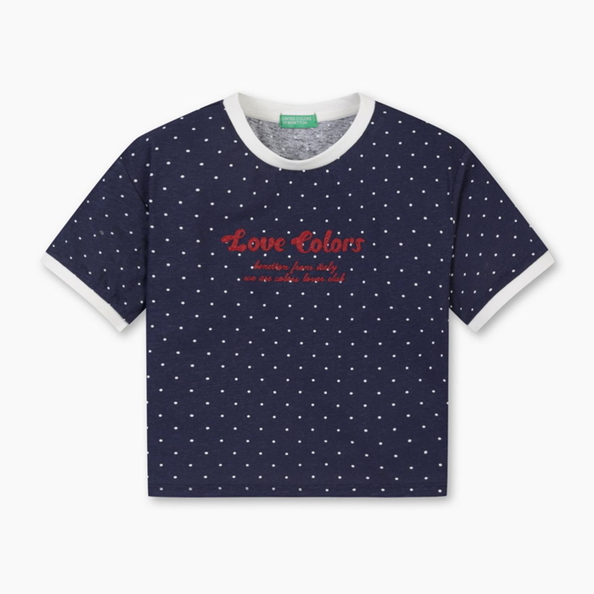 베네통키즈(BENETTONKIDS) 그래픽 도트 링거 티셔츠_QATS42631NY