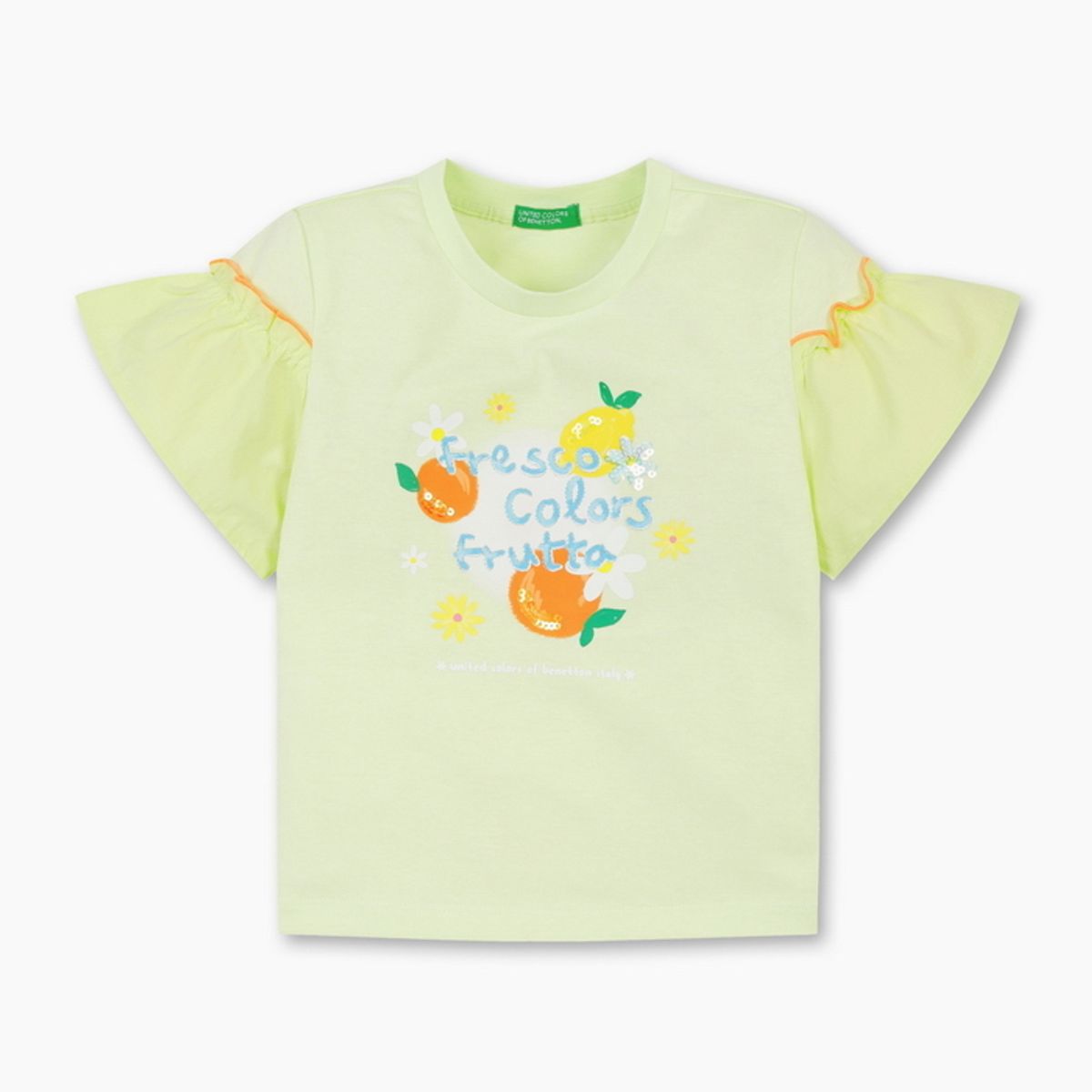 베네통키즈(BENETTONKIDS) 프루타 스팽글 티셔츠_QATS33631YG