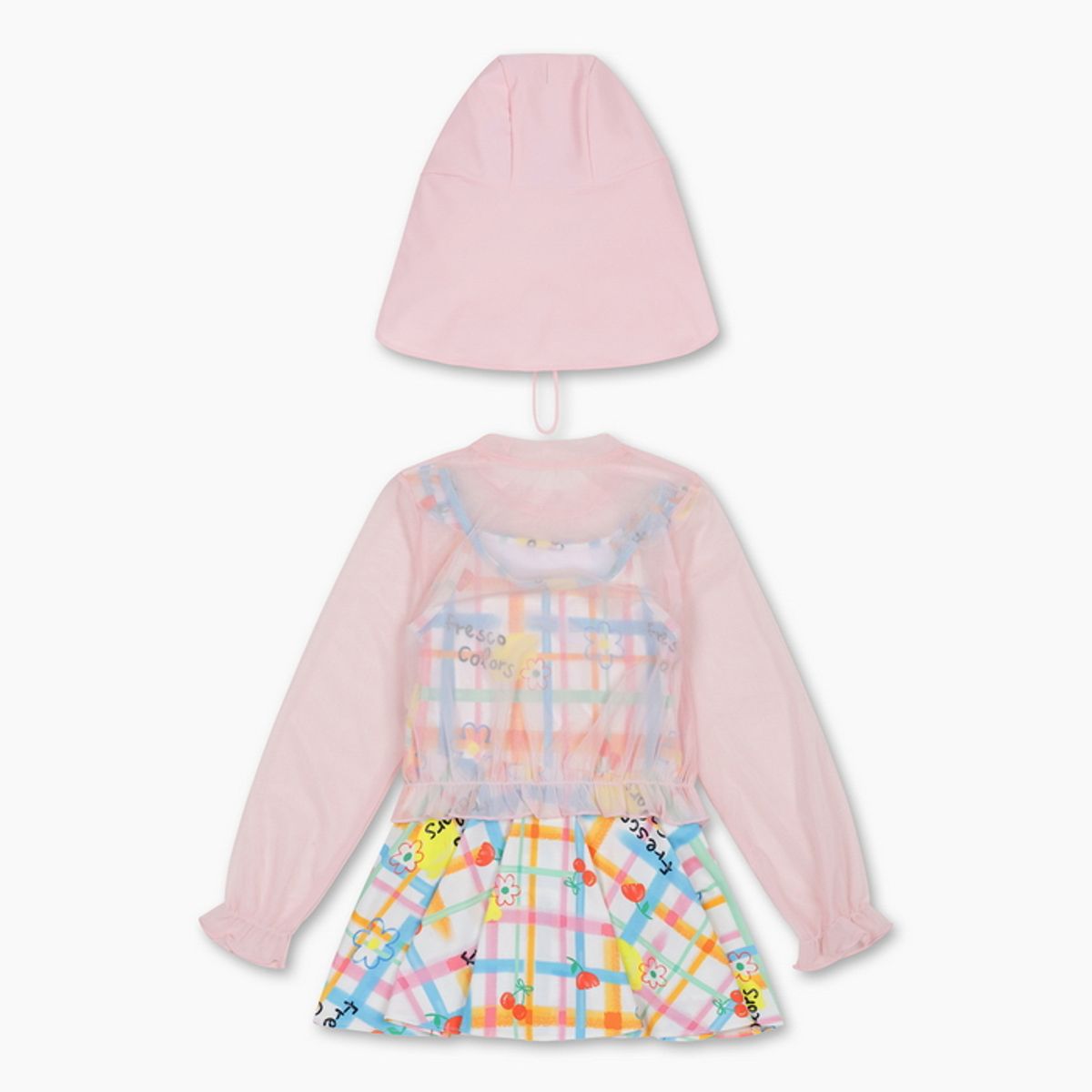 베네통키즈(BENETTONKIDS) 피크닉 체크 레쉬가드 SET_QCET20631MU