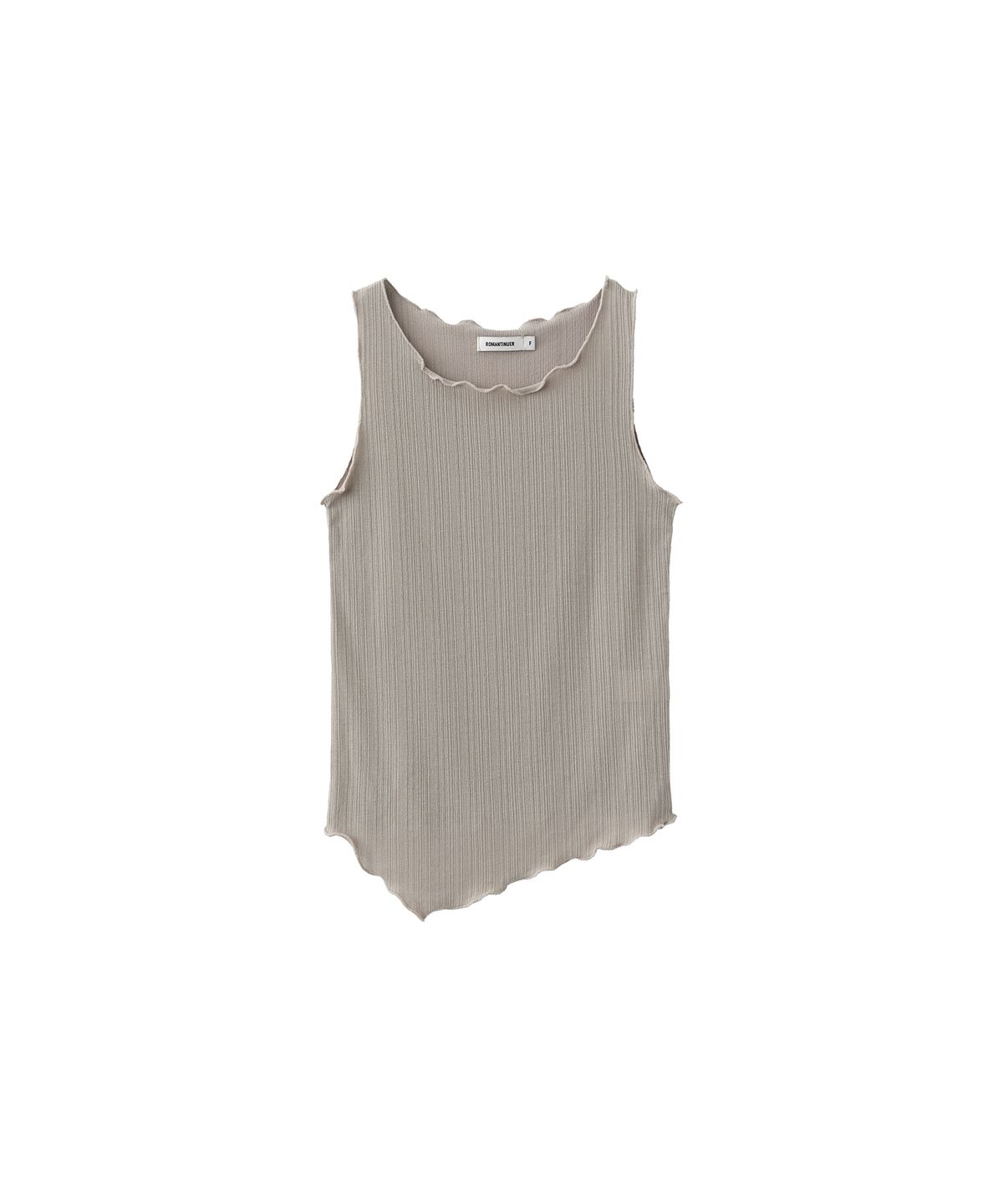 로맨티누어(ROMANTINUER) Asymmetric Hem Sleeveless Top (Beige)