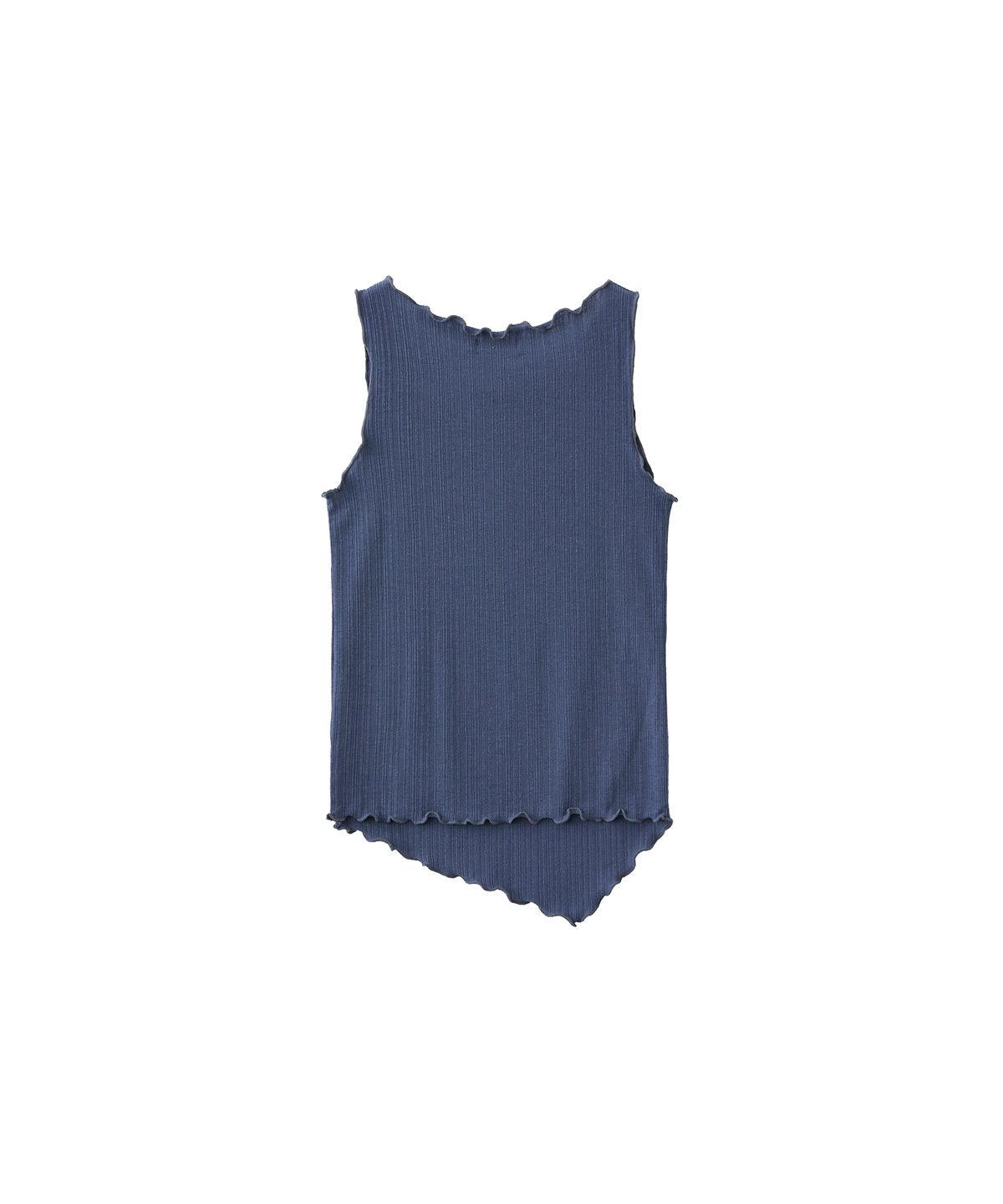 로맨티누어(ROMANTINUER) Asymmetric Hem Sleeveless Top (Blue)