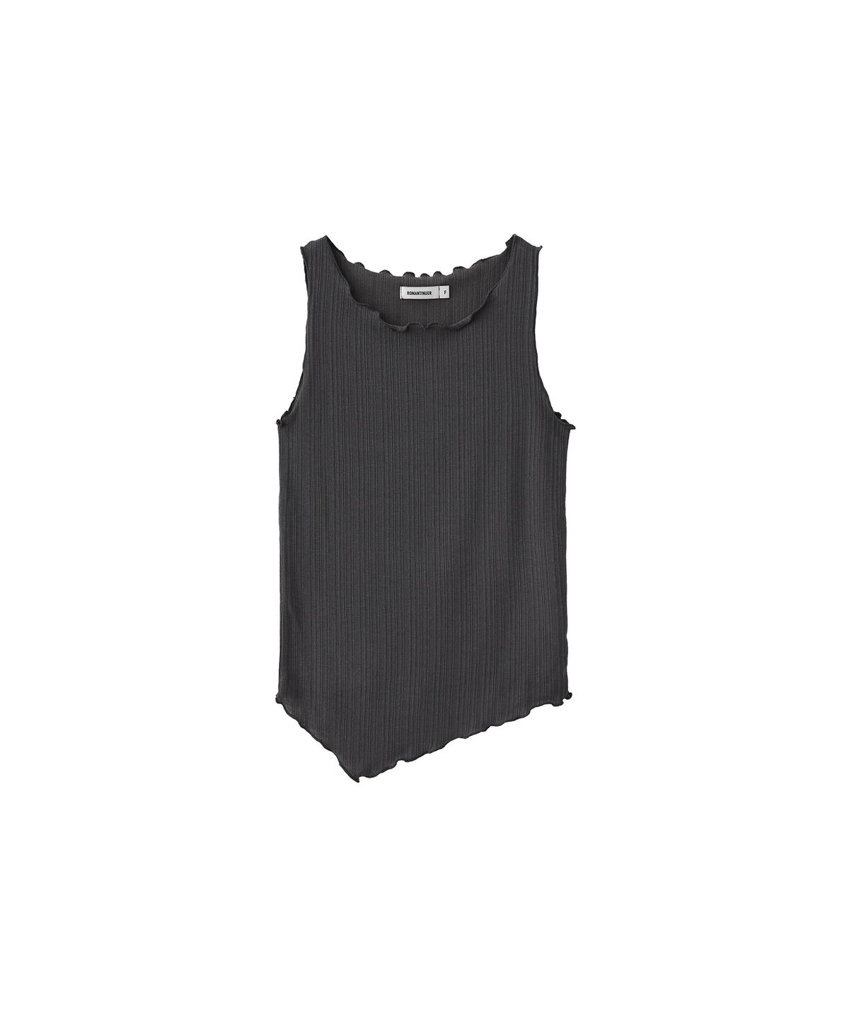 로맨티누어(ROMANTINUER) Asymmetric Hem Sleeveless Top (Charcoal)