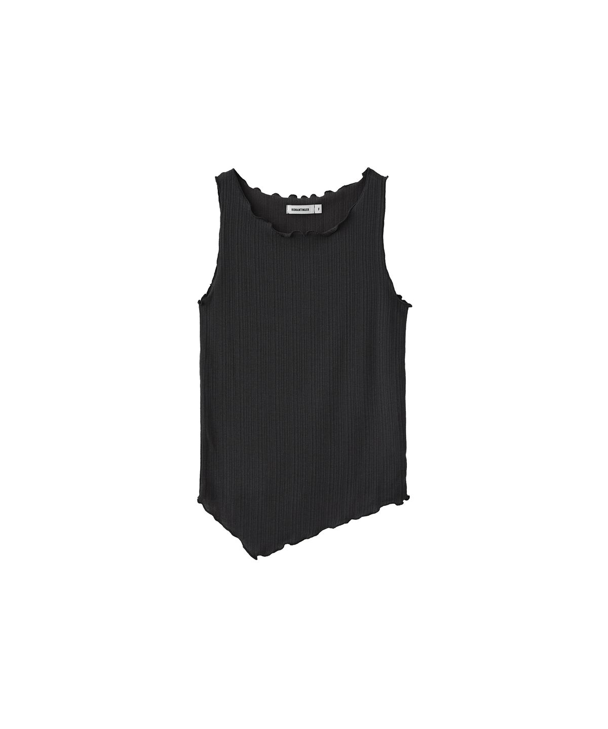 로맨티누어(ROMANTINUER) Asymmetric Hem Sleeveless Top (Black)