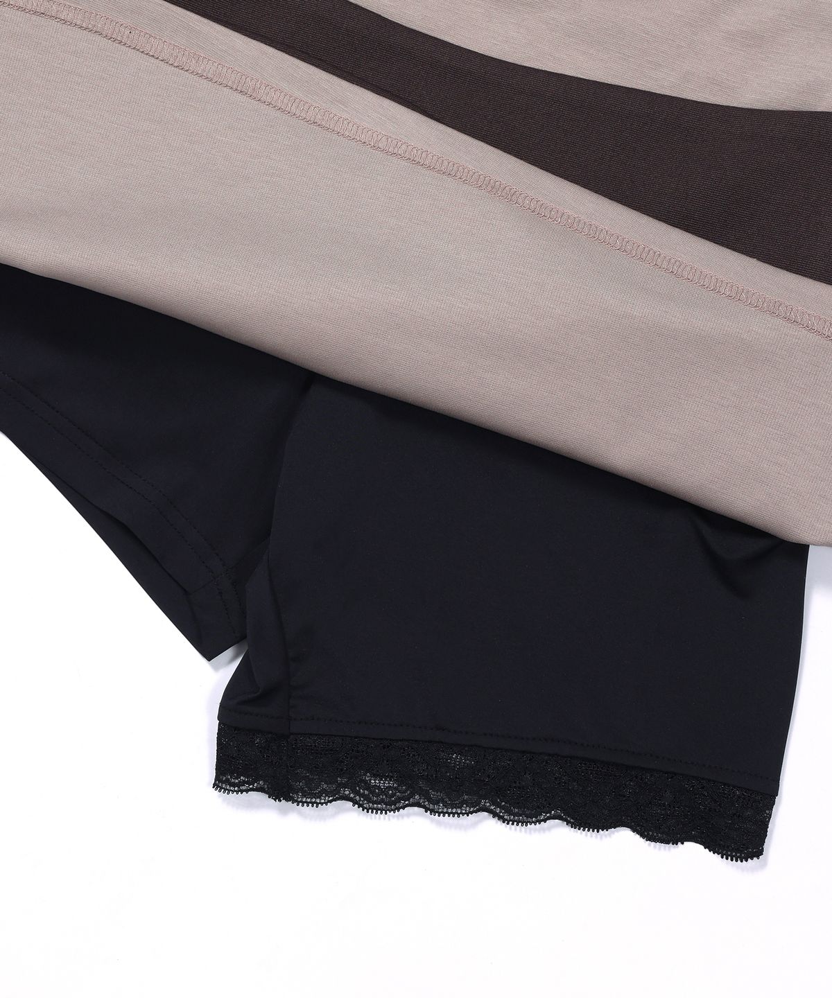 슬리시스(SLYISIS) Layered Skirt w/Lace Shorts (Brown)