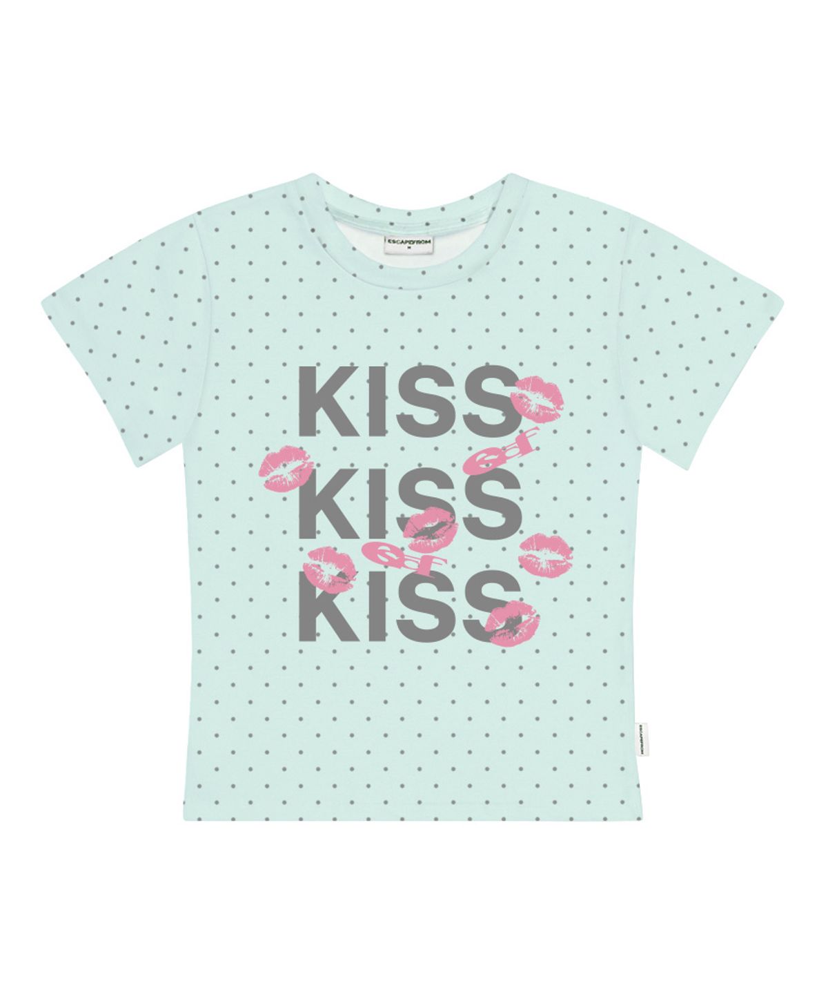 이스케이프프롬(ESCAPEFROM) KISS KISS KISS 프린트 도트 슬림핏 반팔티 화이트