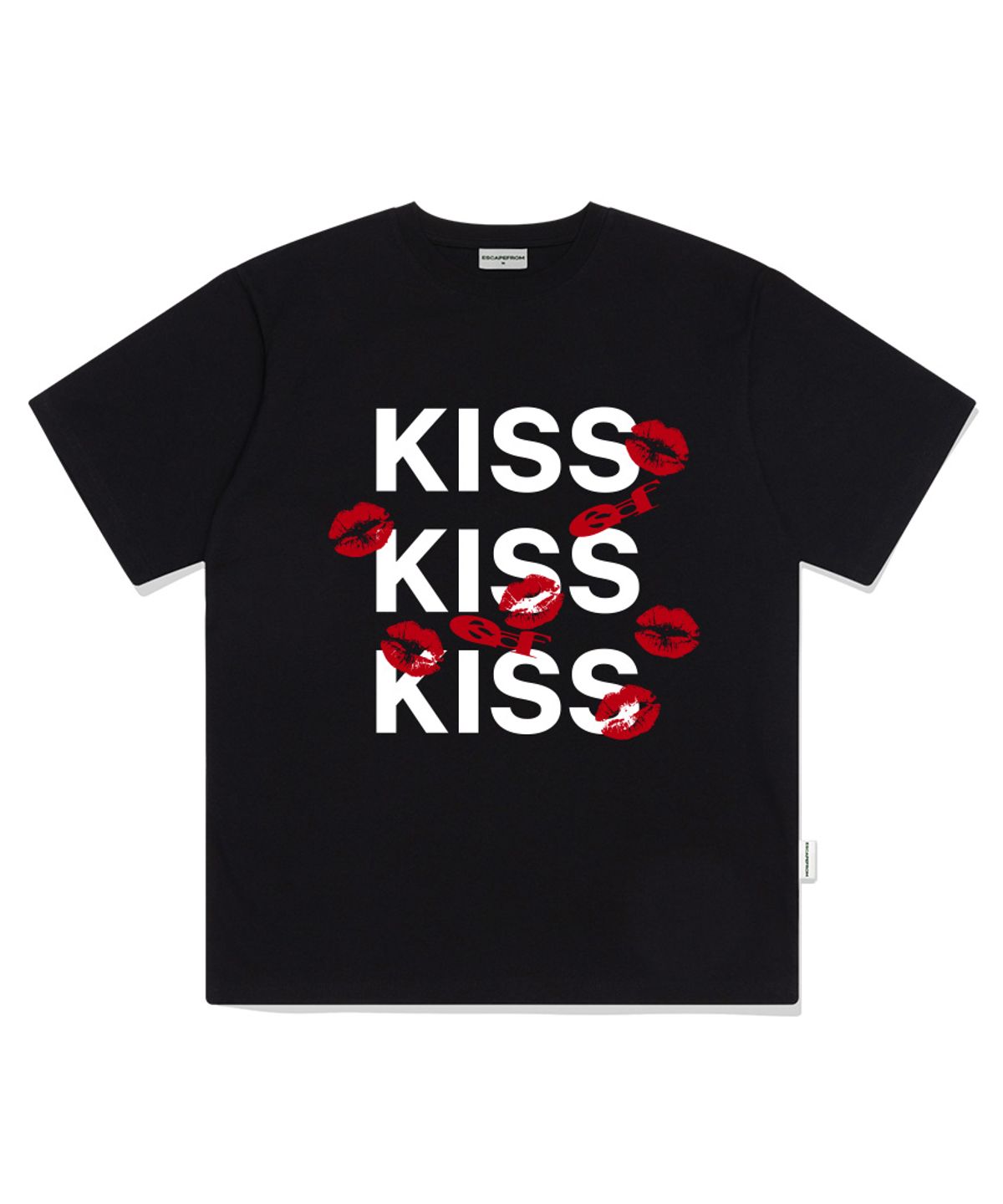 이스케이프프롬(ESCAPEFROM) KISS KISS KISS 프린트 오버핏 반팔티 차콜
