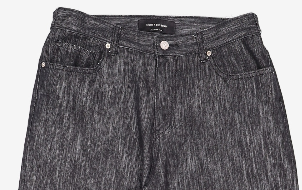 86로드(86ROAD) [UNISEX]FLEXIBLE WAIST RAW BLACK PANTS / SEMI WIDE 34