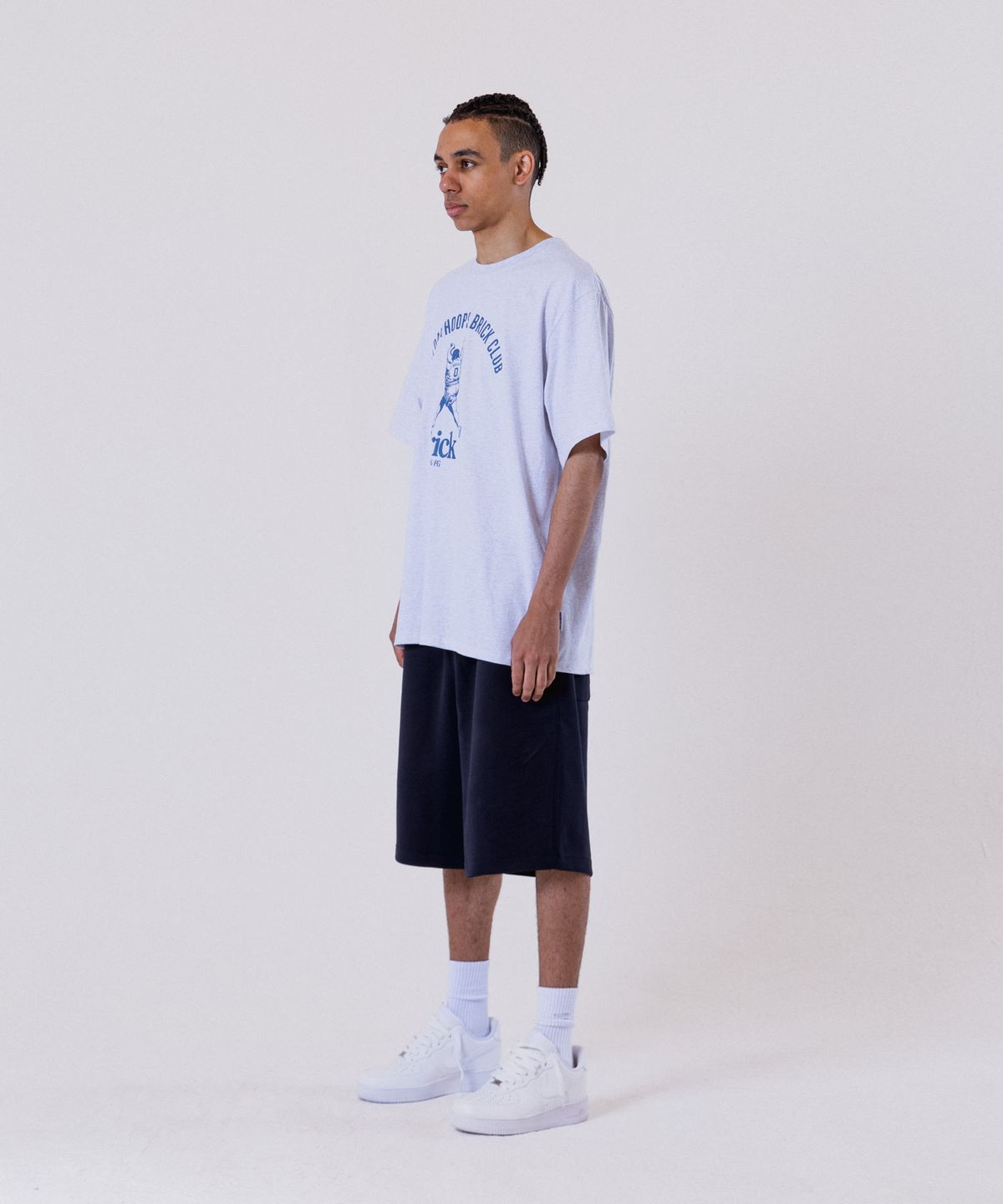 올데이훕스(ALL DAY HOOPS) 올데이훕스 브릭클럽 오버핏 반팔 티셔츠 멜란지화이트
