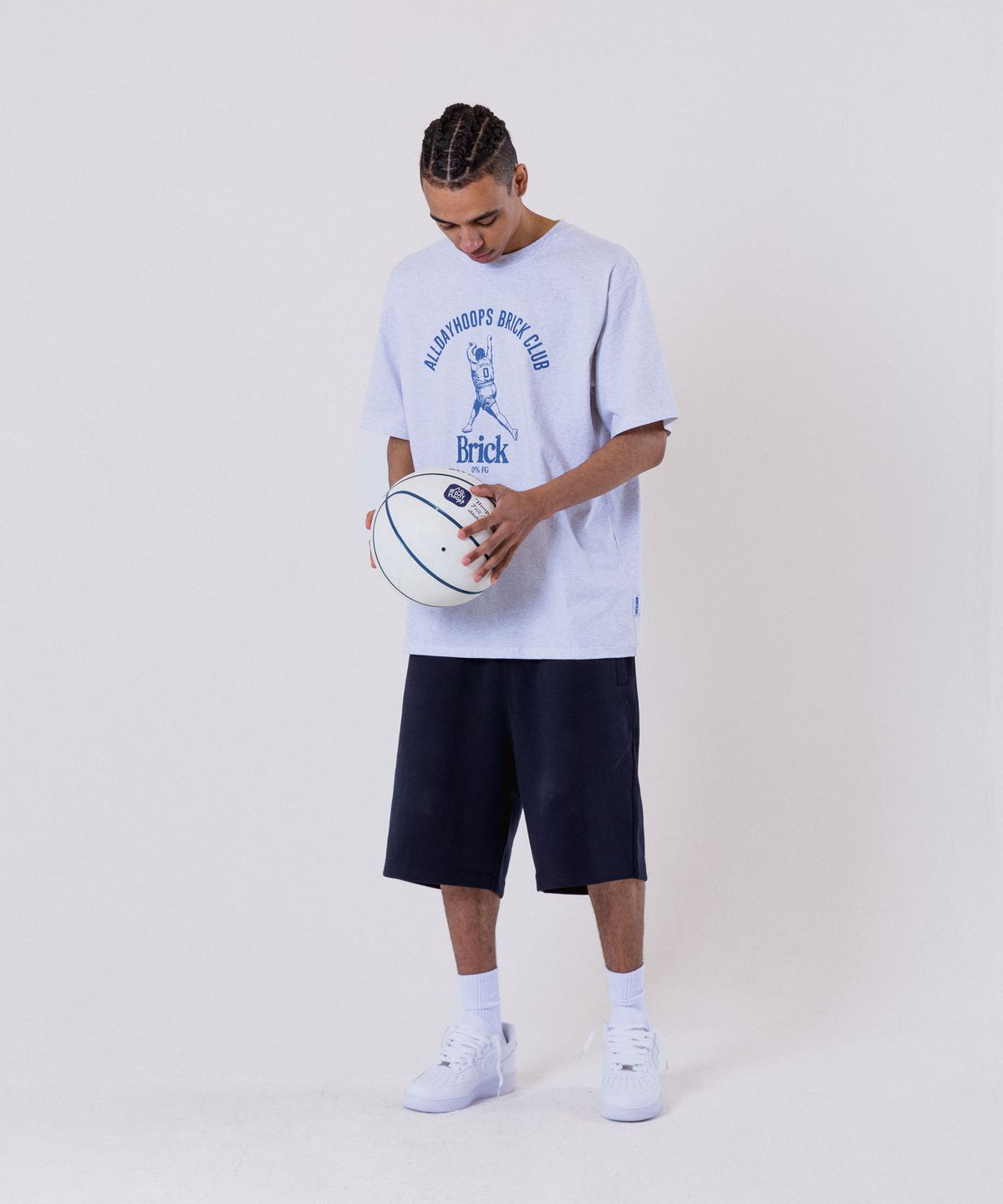 올데이훕스(ALL DAY HOOPS) 올데이훕스 브릭클럽 오버핏 반팔 티셔츠 멜란지화이트
