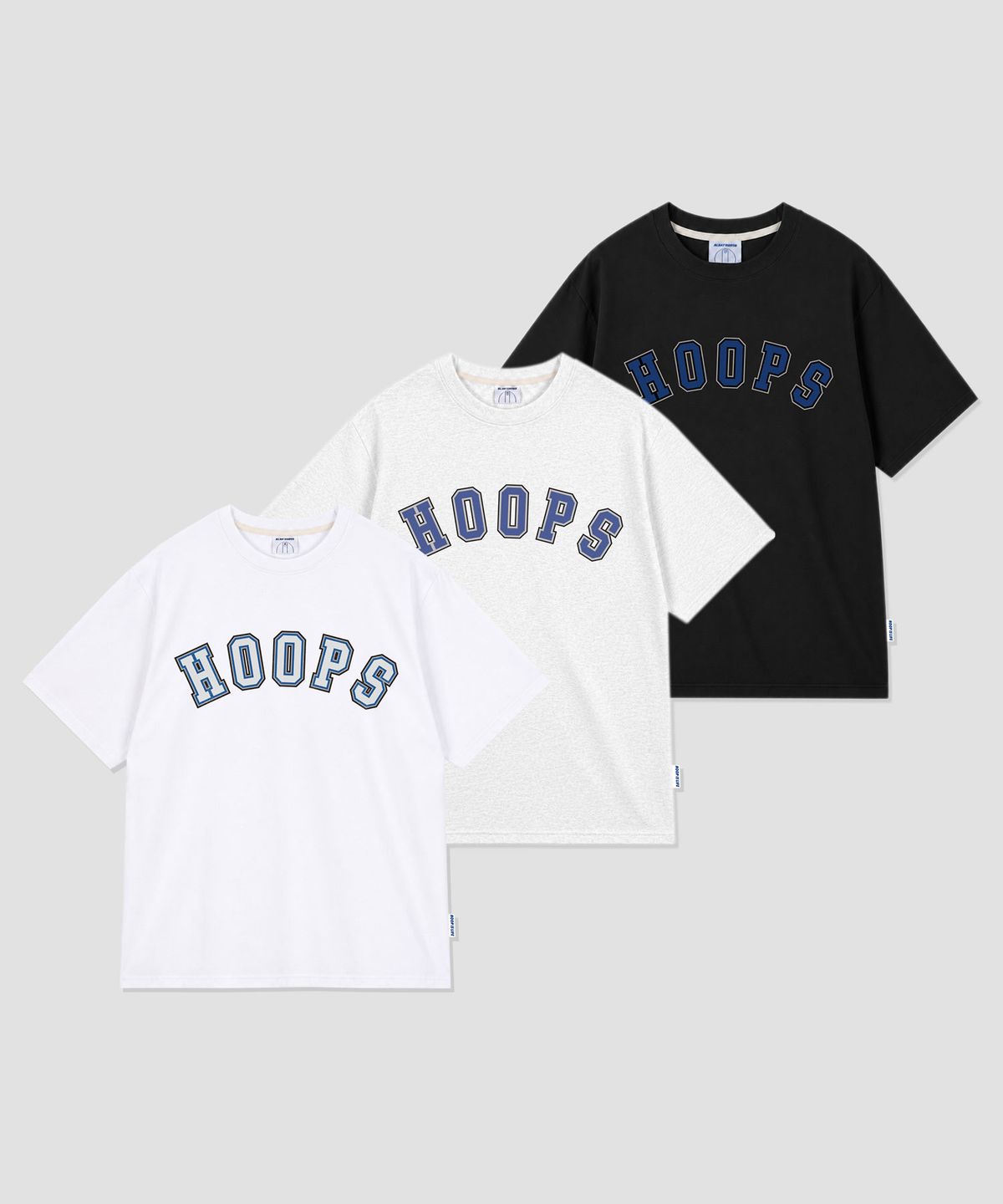 올데이훕스(ALL DAY HOOPS) 훕스 바시티로고 오버핏 반팔 티셔츠 블랙