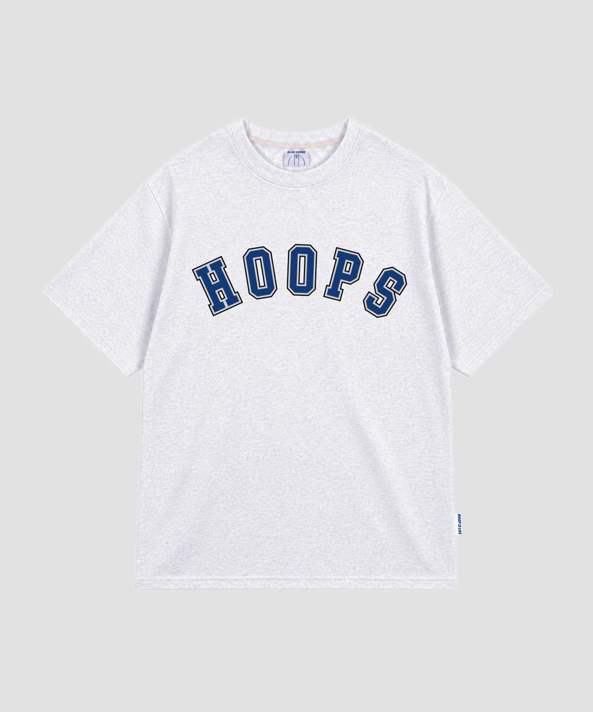 올데이훕스(ALL DAY HOOPS) 훕스 바시티로고 오버핏 반팔 티셔츠 멜란지화이트