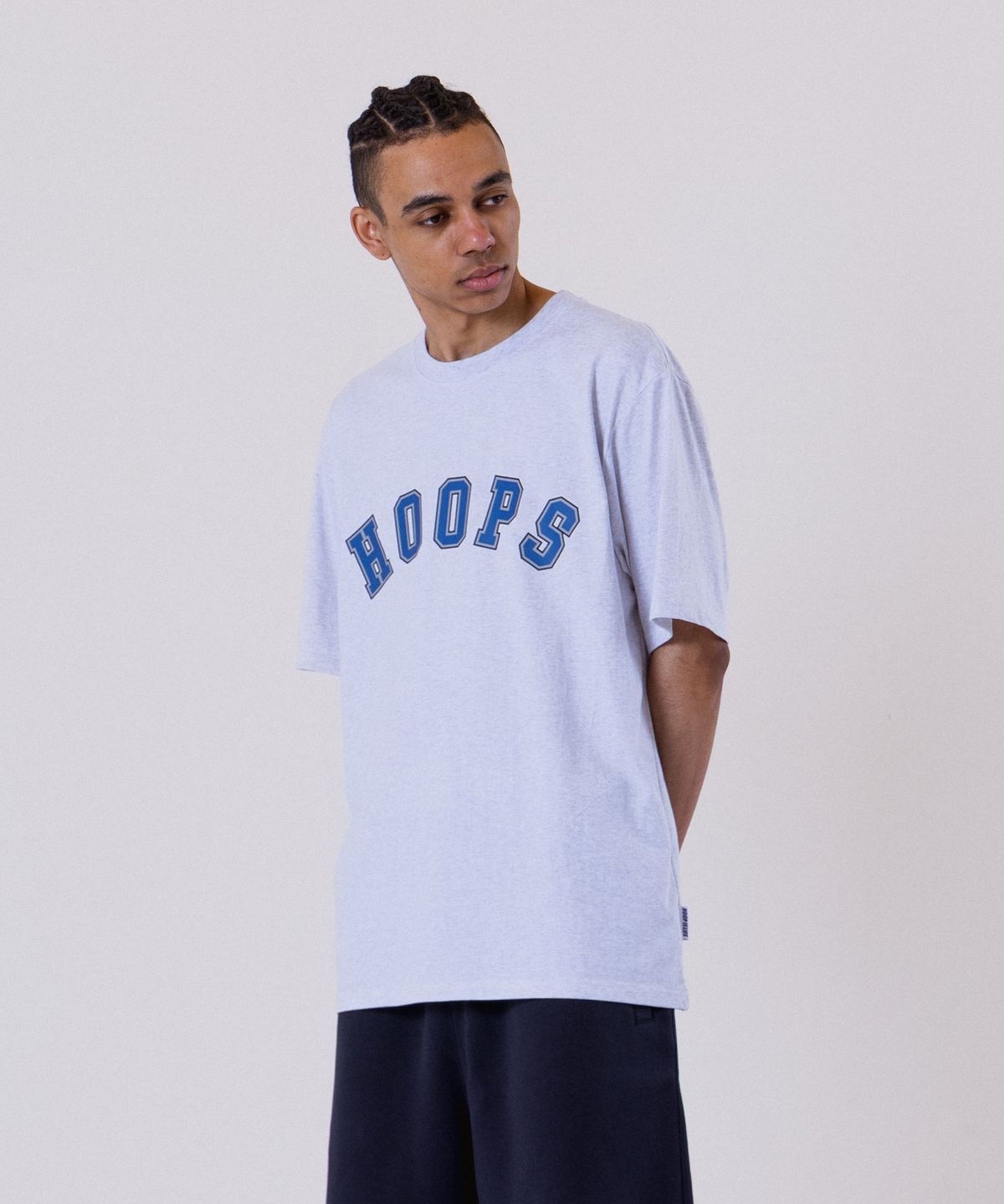 올데이훕스(ALL DAY HOOPS) 훕스 바시티로고 오버핏 반팔 티셔츠 멜란지화이트
