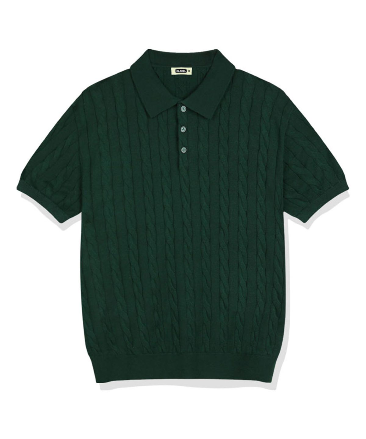 베이직라벨(BASIC LABEL) Oinel Cable Button Collar Short-Sleeve Knit 4 Color [BLSK_1001]