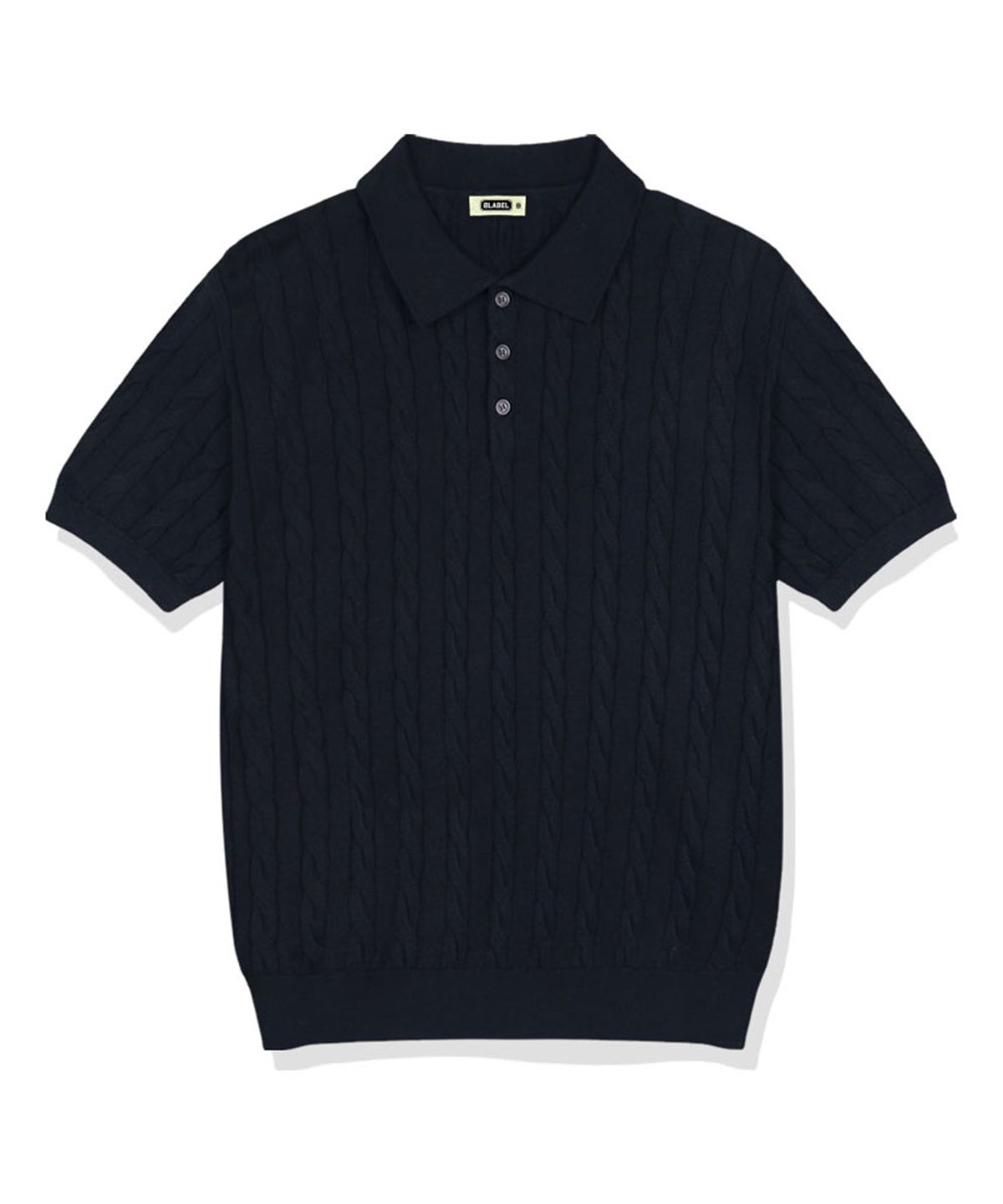 베이직라벨(BASIC LABEL) Oinel Cable Button Collar Short-Sleeve Knit 4 Color [BLSK_1001]