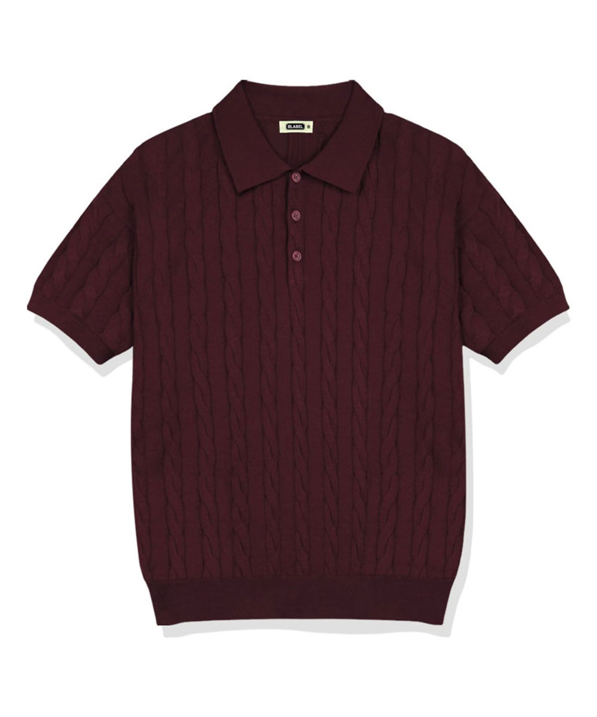 베이직라벨(BASIC LABEL) Oinel Cable Button Collar Short-Sleeve Knit 4 Color [BLSK_1001]