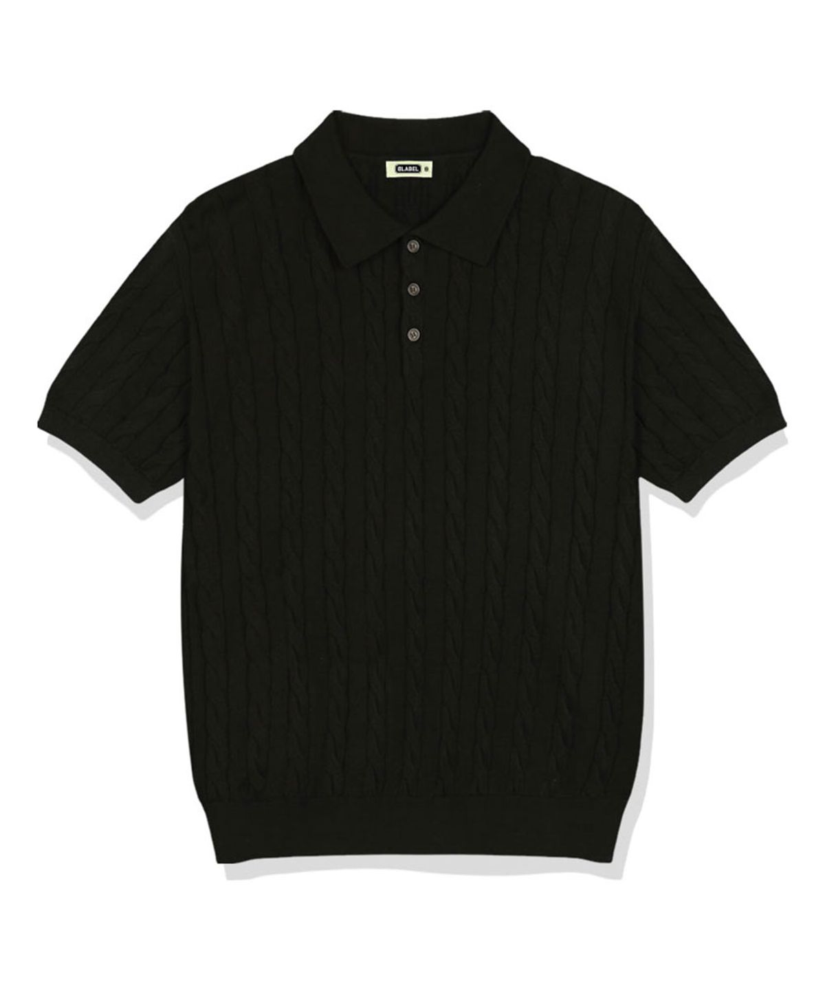 베이직라벨(BASIC LABEL) Oinel Cable Button Collar Short-Sleeve Knit 4 Color [BLSK_1001]