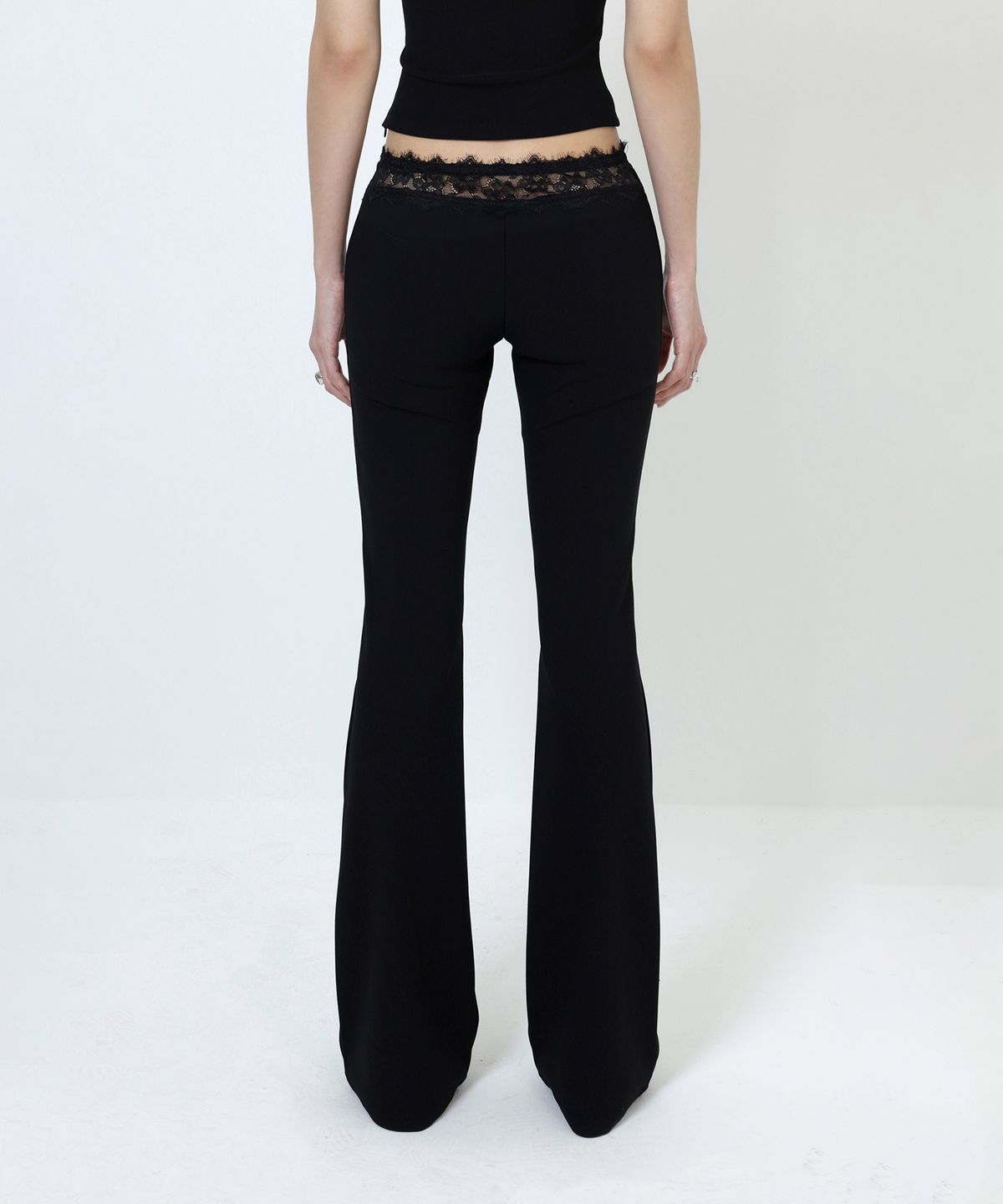 린하린(LYNHALYN) Lace Low Waist Semi Bootcut Pants