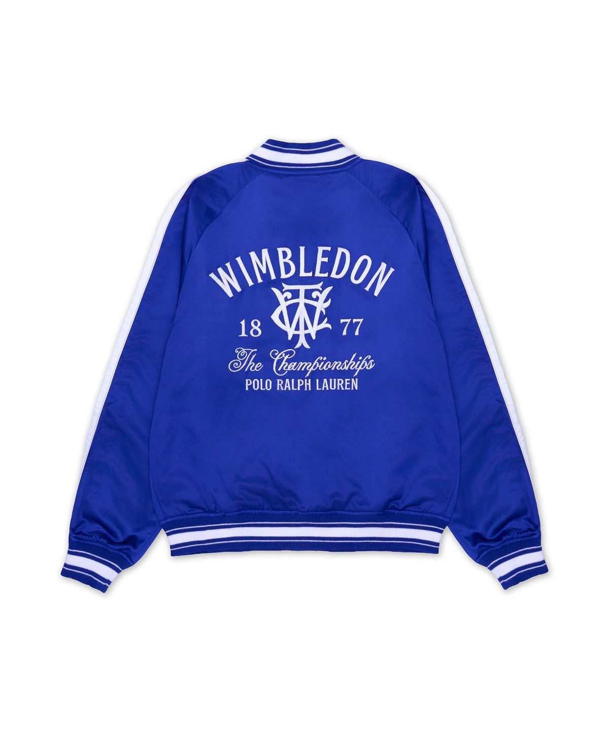 폴로 랄프 로렌(POLO RALPH LAUREN) 윔블던 새틴 베이스볼 재킷-블루