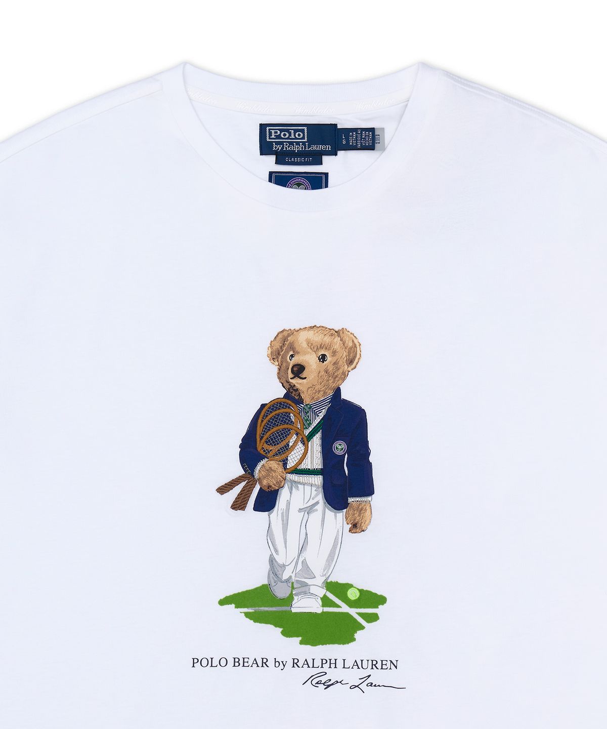 폴로 랄프 로렌(POLO RALPH LAUREN) 윔블던 클래식핏 폴로 베어 티셔츠-화이트