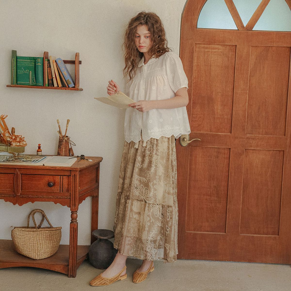 프라우드 마리(PROUD MARY) PM_Paisley tassel tiered maxi skirt_BROWN