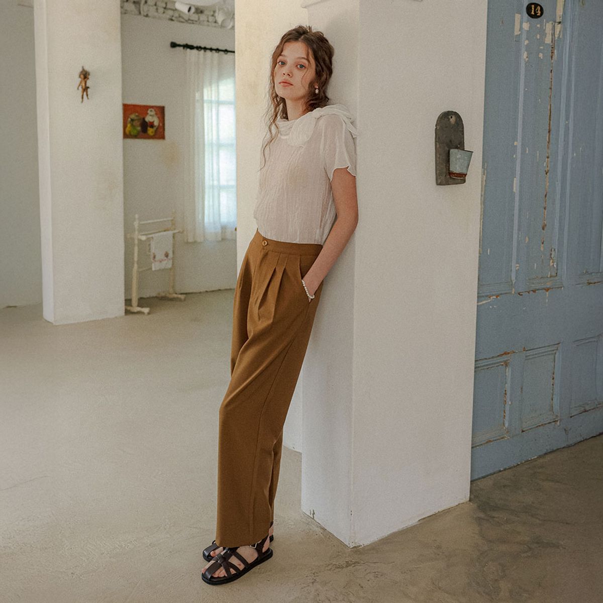 프라우드 마리(PROUD MARY) PM_Chic pintuck long pants_KHAKI BROWN