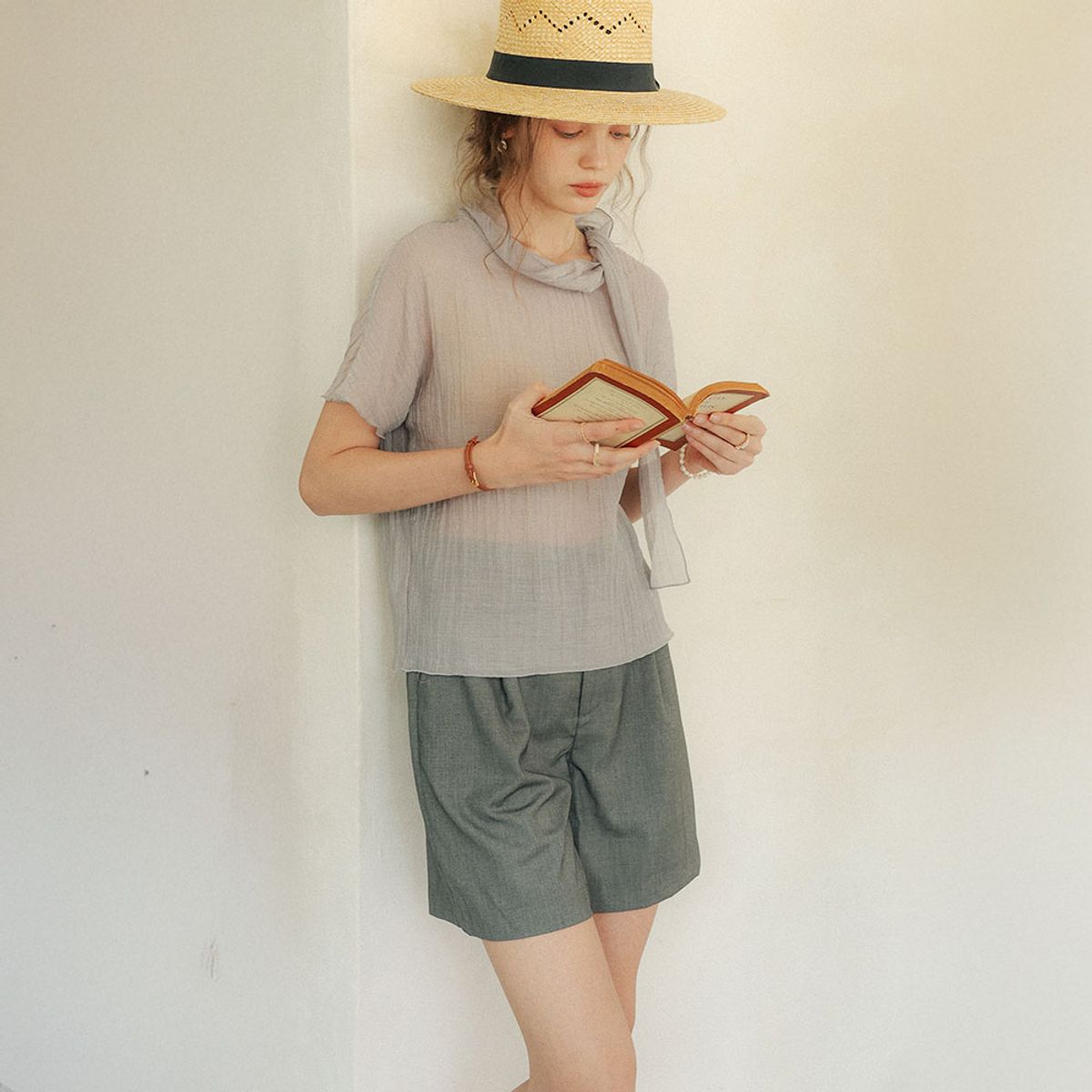 프라우드 마리(PROUD MARY) PM_Classic pintuck half pants_GRAY