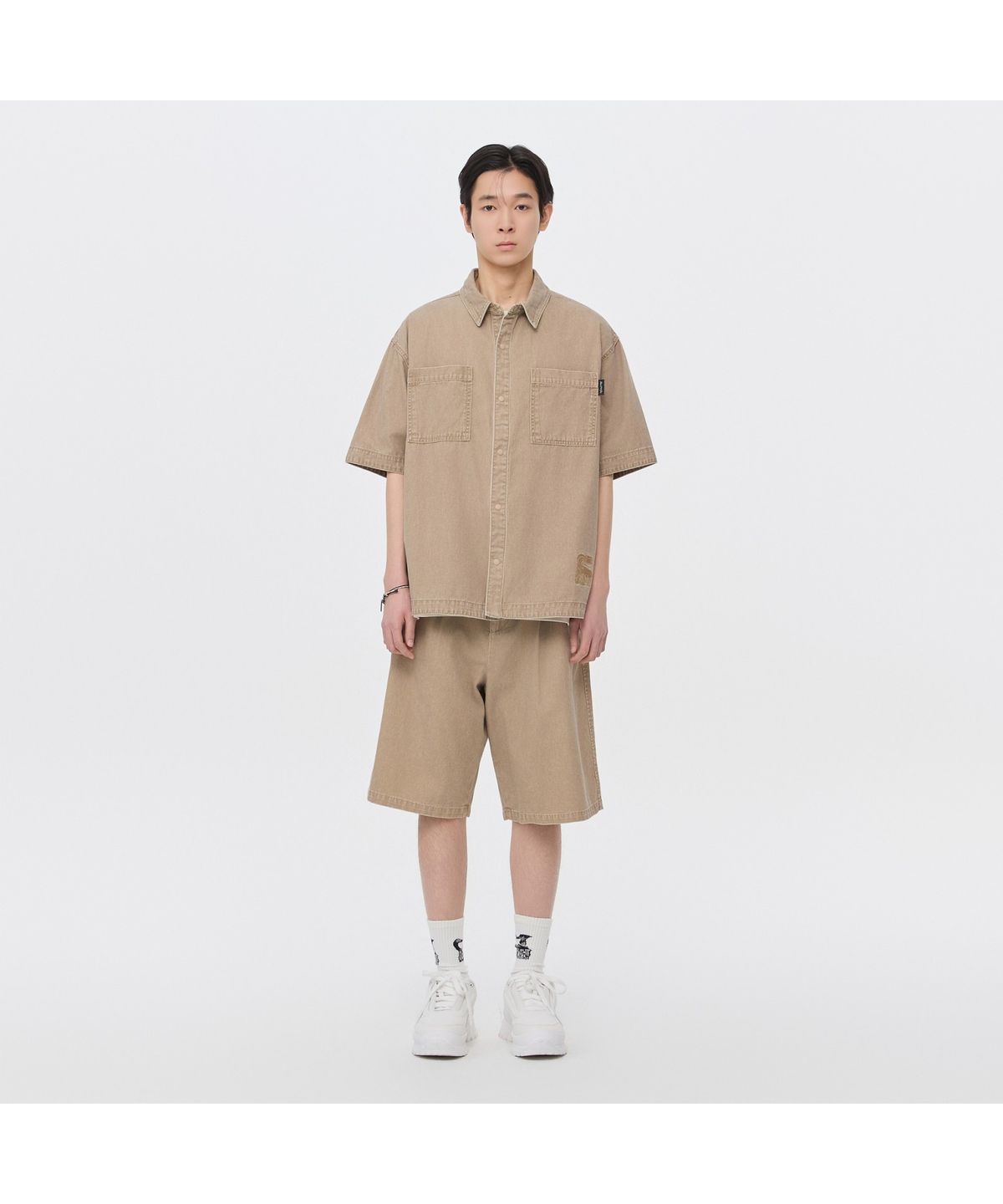 커스텀멜로우(CUSTOMELLOW) [Vincent] Beige Cotton Dyed Half Shirt CWSAM26491BEX