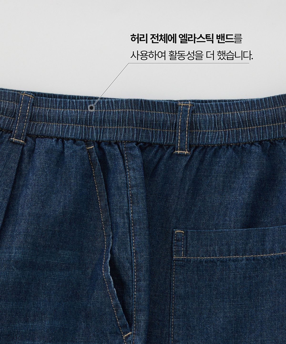 에스티코(STCO) VIBE SHIFT 원턱 밴딩 데님 팬츠_네이비 (와이드핏)_DDMXB61WSN
