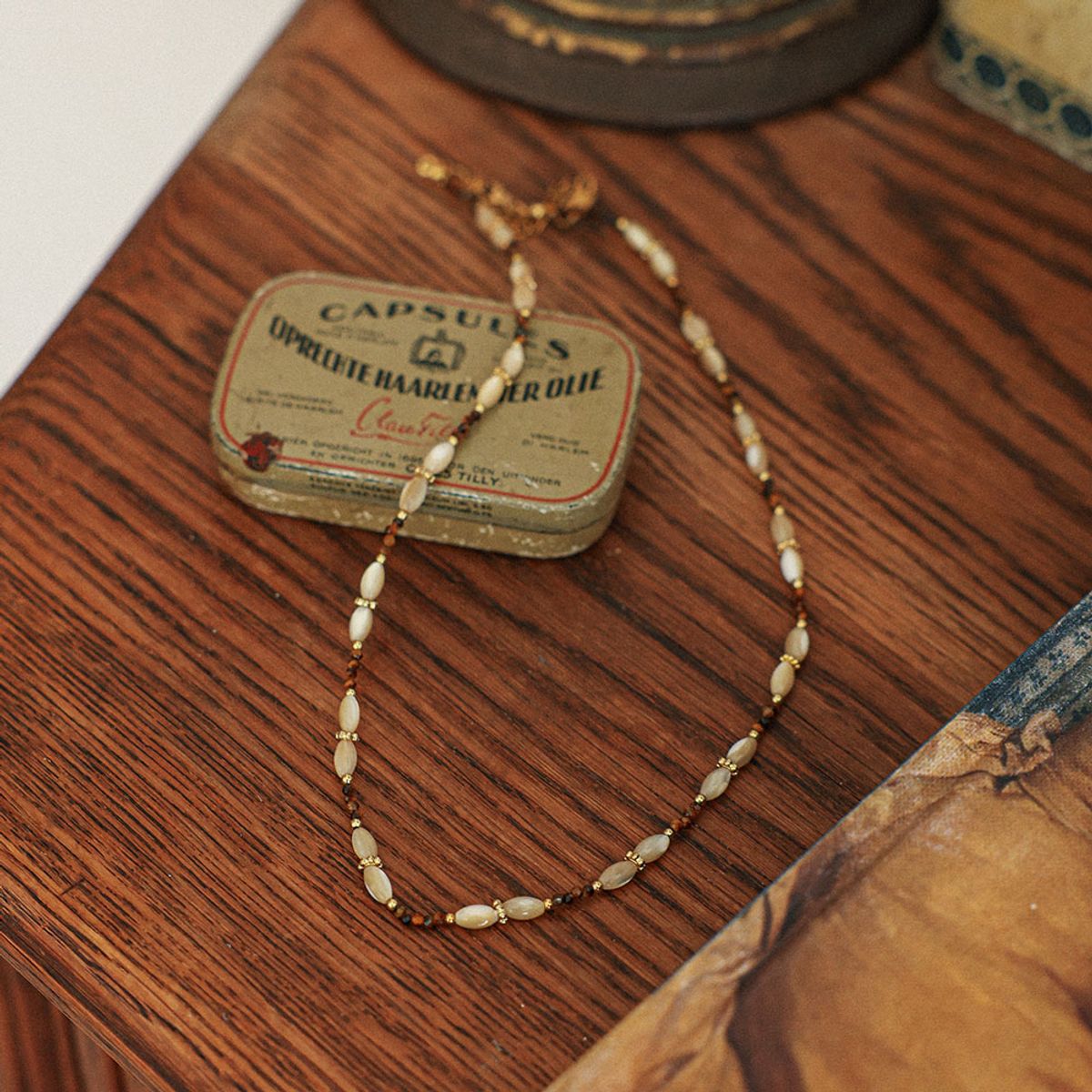 프라우드 마리(PROUD MARY) PM_Mixed bead pearl necklace_BROWN