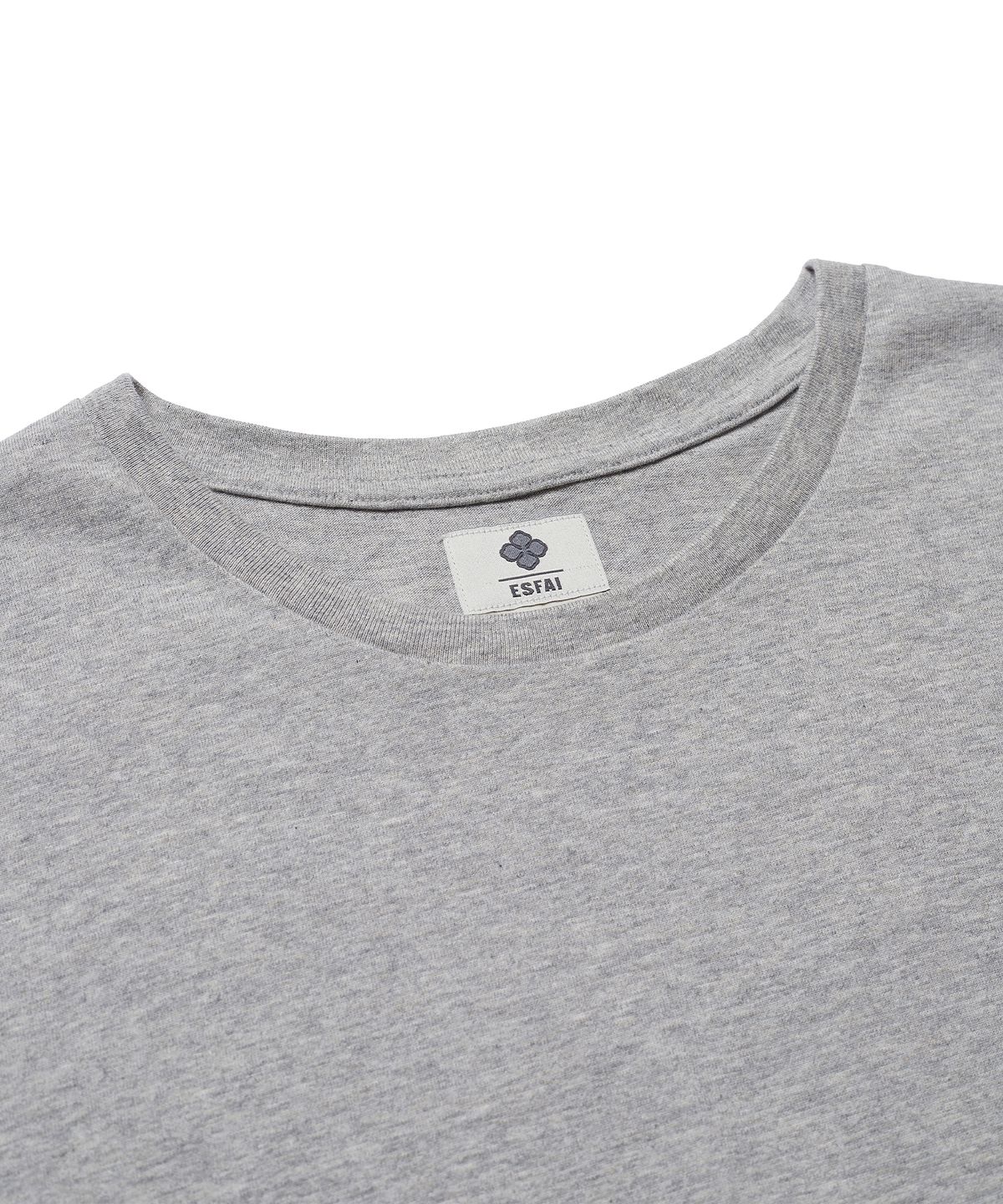 에스파이(ESFAI) [MOSAWON X ESFAI] CUT-OFF ROUND NECK T-SHIRT (MELANGE GREY)