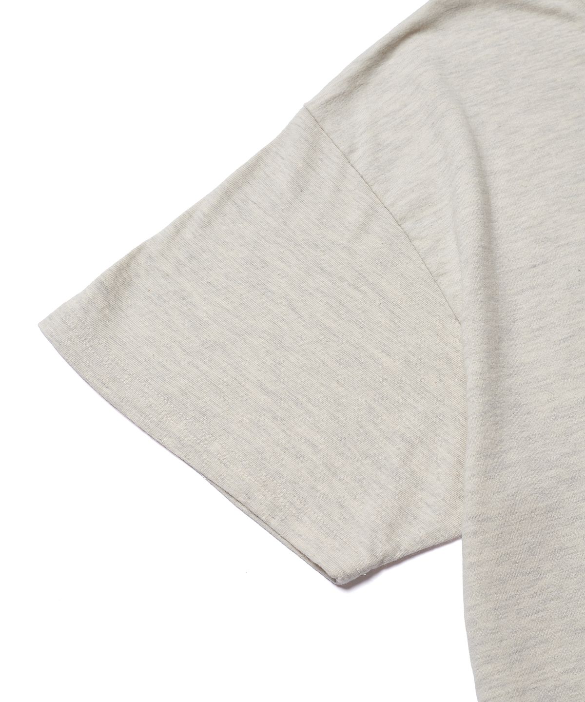에스파이(ESFAI) [MOSAWON X ESFAI] CUT-OFF ROUND NECK T-SHIRT (MELANGE OATMEAL)