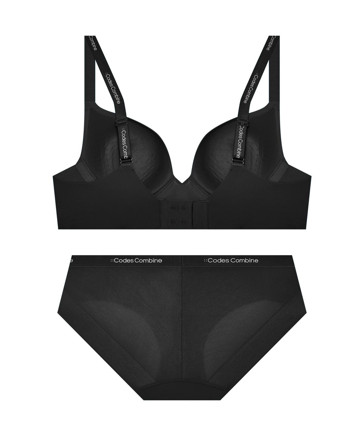 코데즈컴바인 이너웨어(CODES COMBINE INNERWEAR) 쉘론 쿨웨이브 프리무빙 브라 햄팬티 세트_블랙