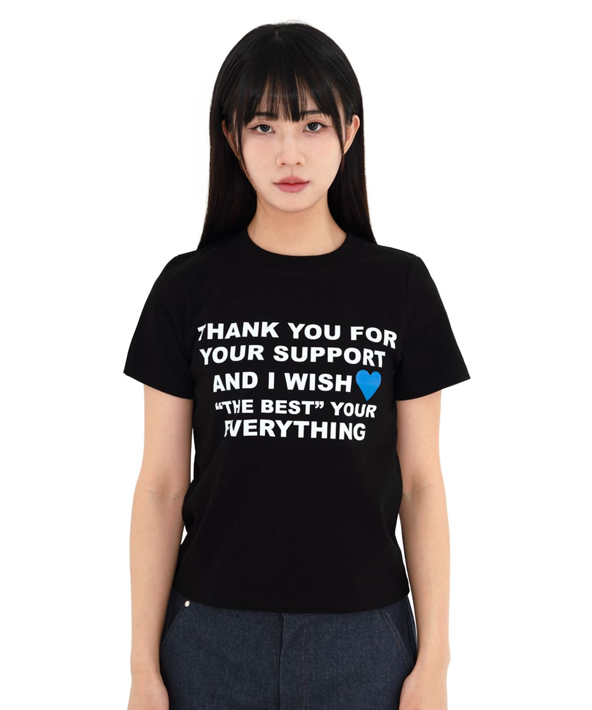 에브리시(EVERYASY) Thank you LOVE  티셔츠 (블랙)