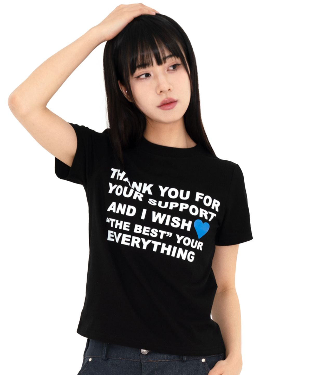 에브리시(EVERYASY) Thank you LOVE  티셔츠 (블랙)