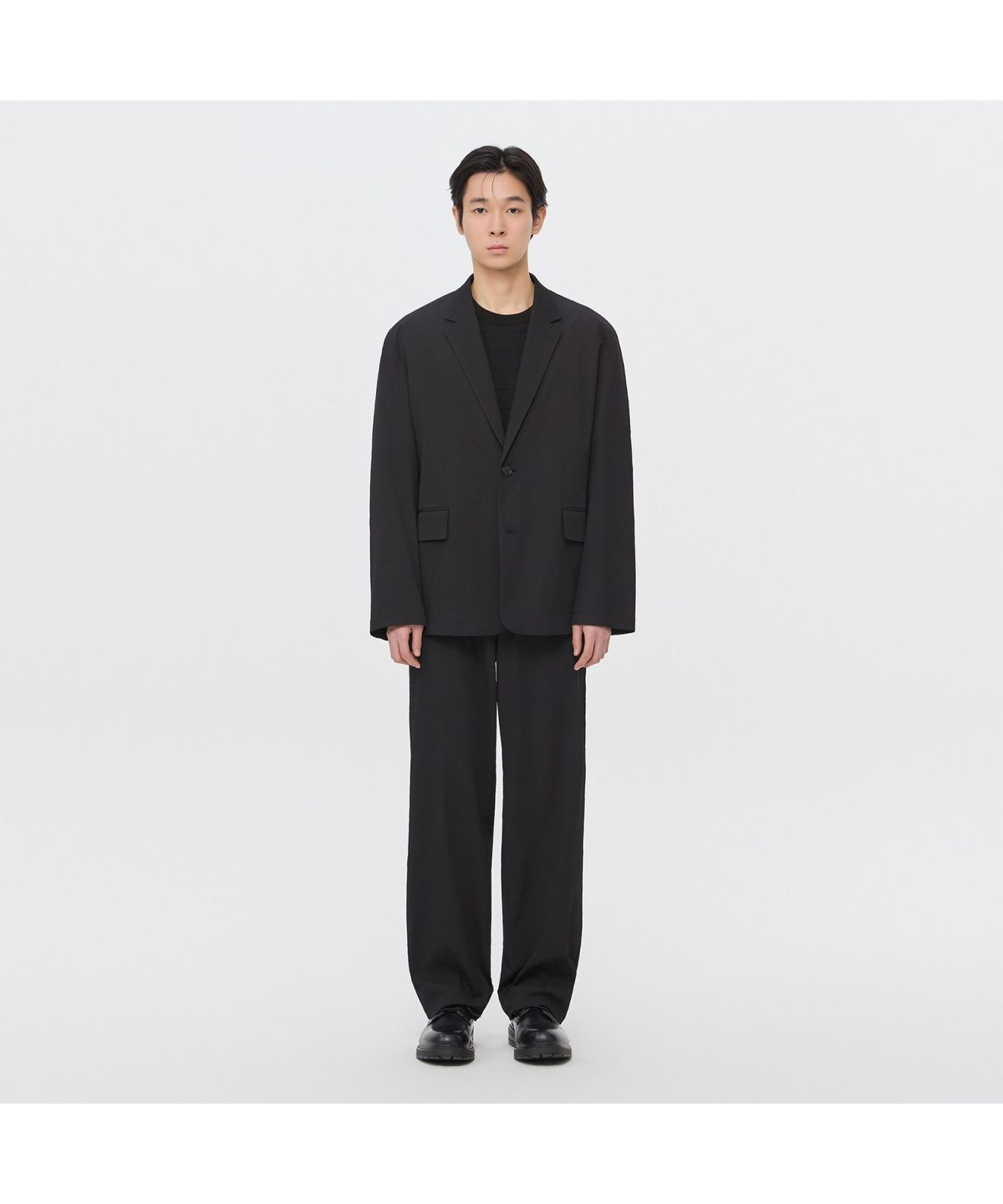 커스텀멜로우(CUSTOMELLOW) [Essentials] Black Loose Fit Pleats Setup Pants C9PAM26422BKX