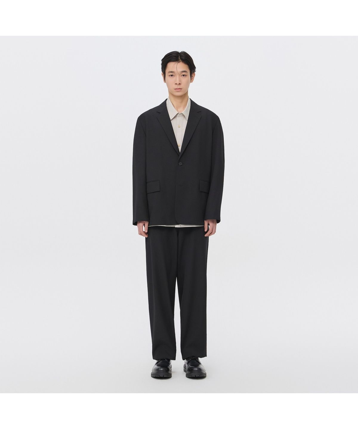 커스텀멜로우(CUSTOMELLOW) [Essentials] Black Loose Fit Setup Pants C9PAM26421BKX