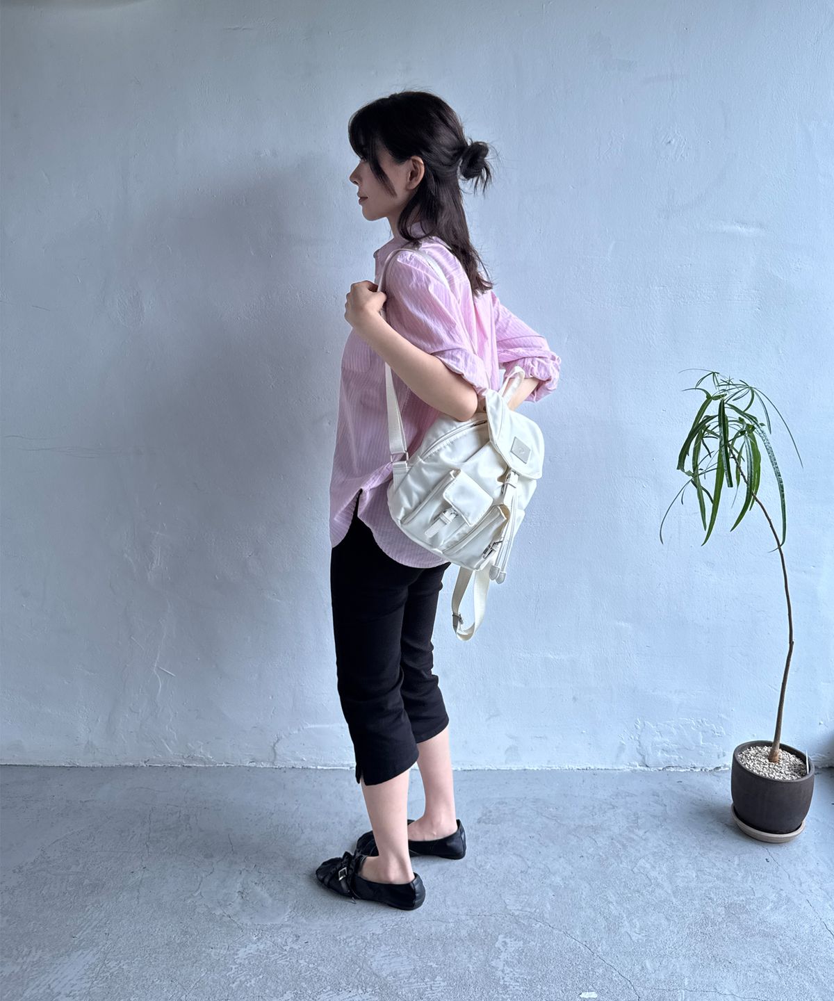 샐볼(SALBOL) SYMBOL NYLON MINI BACKPACK [IVORY]