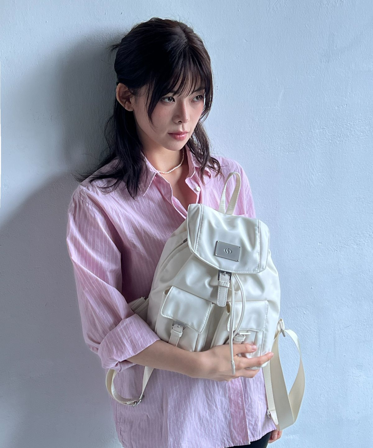 샐볼(SALBOL) SYMBOL NYLON MINI BACKPACK [IVORY]