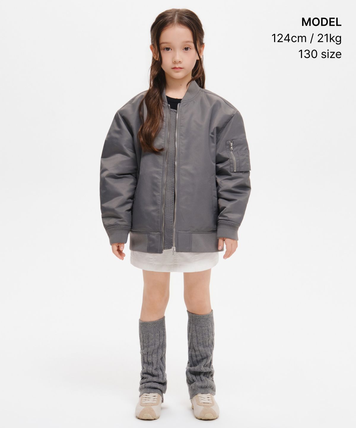 무신사 스탠다드 키즈(MUSINSA STANDARD KIDS) MA-1 보머 재킷 [미디엄 그레이]