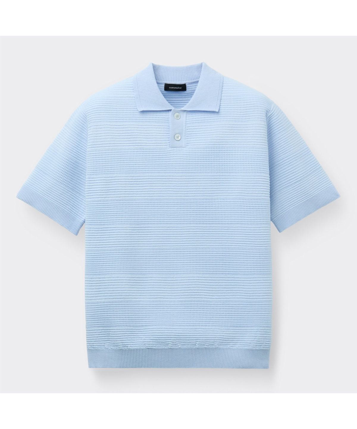 커스텀멜로우(CUSTOMELLOW) Blue Stripes Textured Collar Sweater CWWAM26411BUX