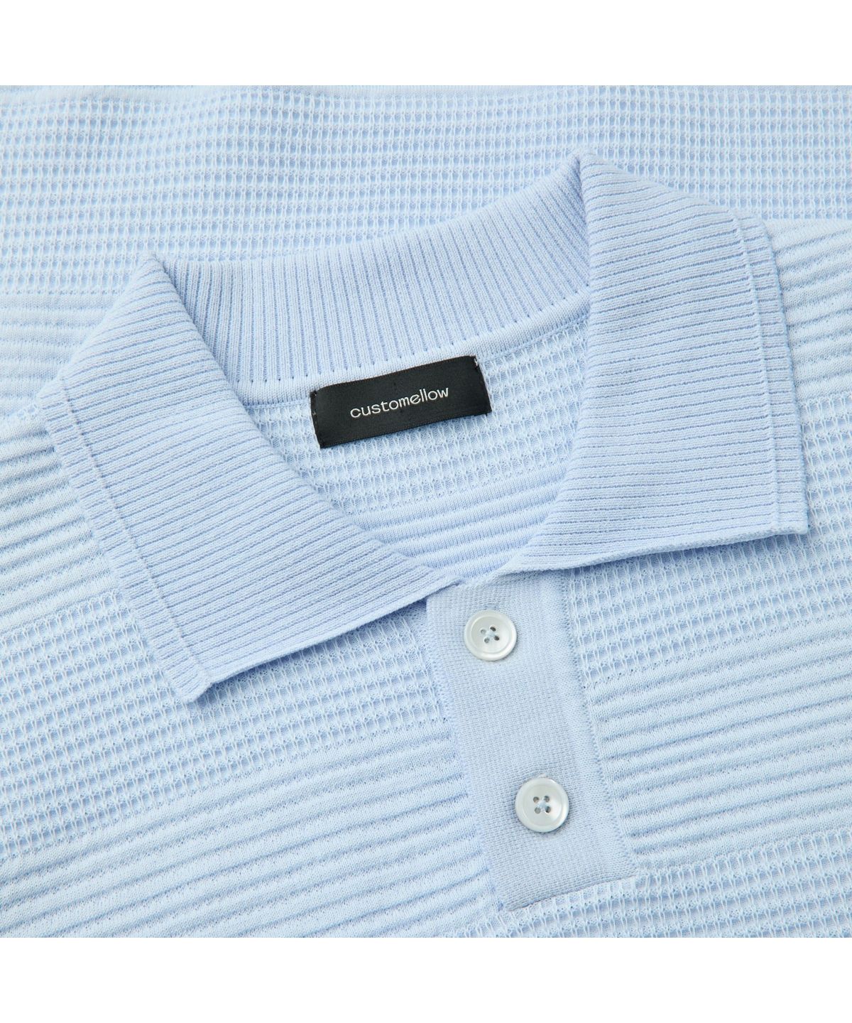 커스텀멜로우(CUSTOMELLOW) Blue Stripes Textured Collar Sweater CWWAM26411BUX