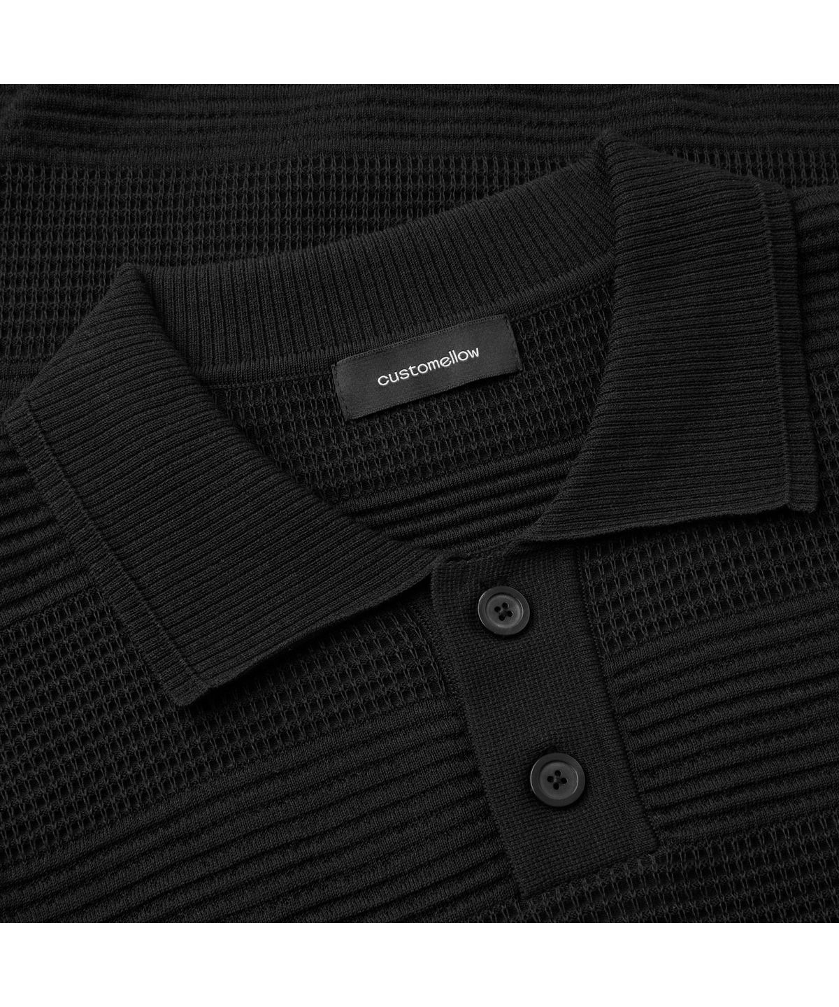 커스텀멜로우(CUSTOMELLOW) Black Stripes Textured Collar Sweater CWWAM26411BKX