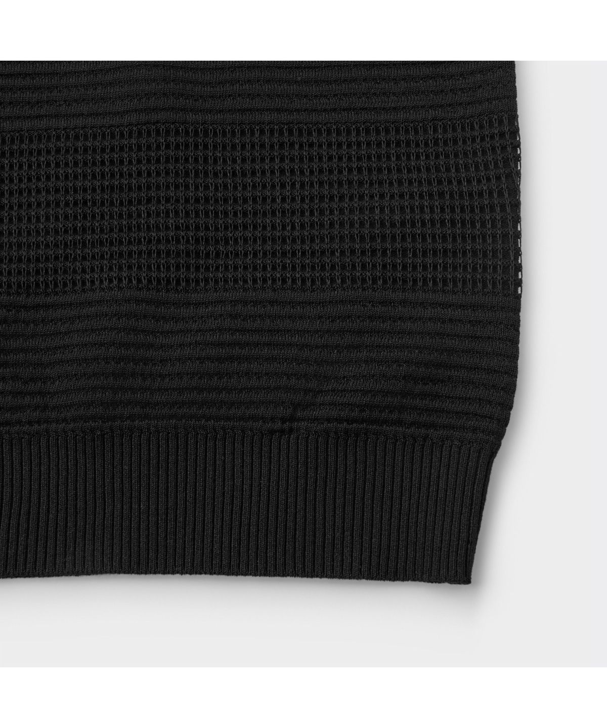 커스텀멜로우(CUSTOMELLOW) Black Stripes Textured Collar Sweater CWWAM26411BKX